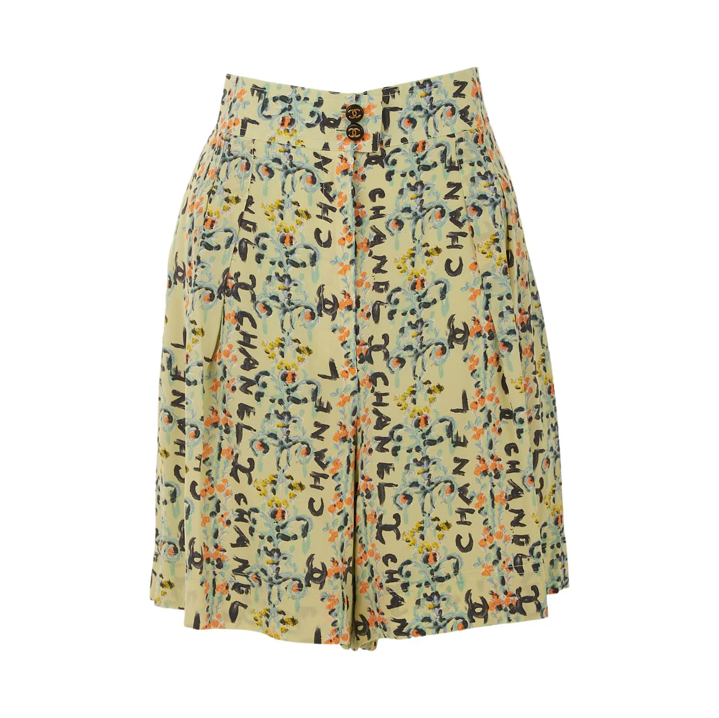Chanel Green Floral Logo Print Short Set - Image 3