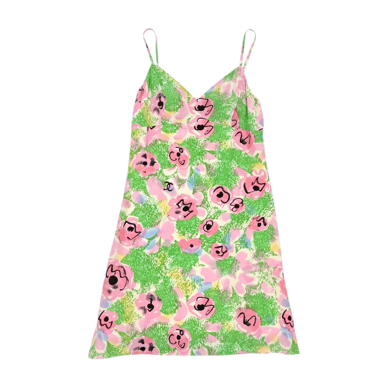 Chanel Green Floral Silk Slip Dress - Image 2