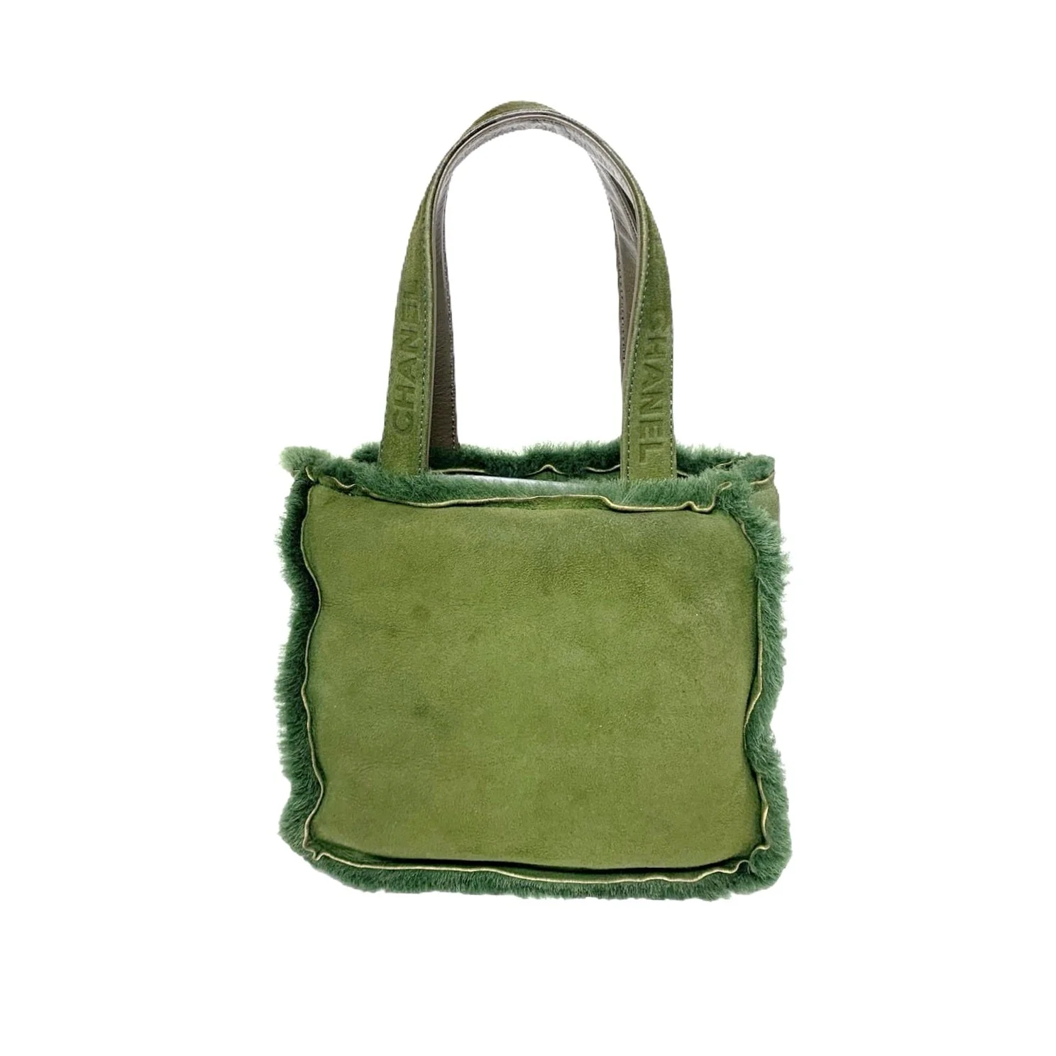 Chanel Green Fur Logo Shoulder Bag - Image 2
