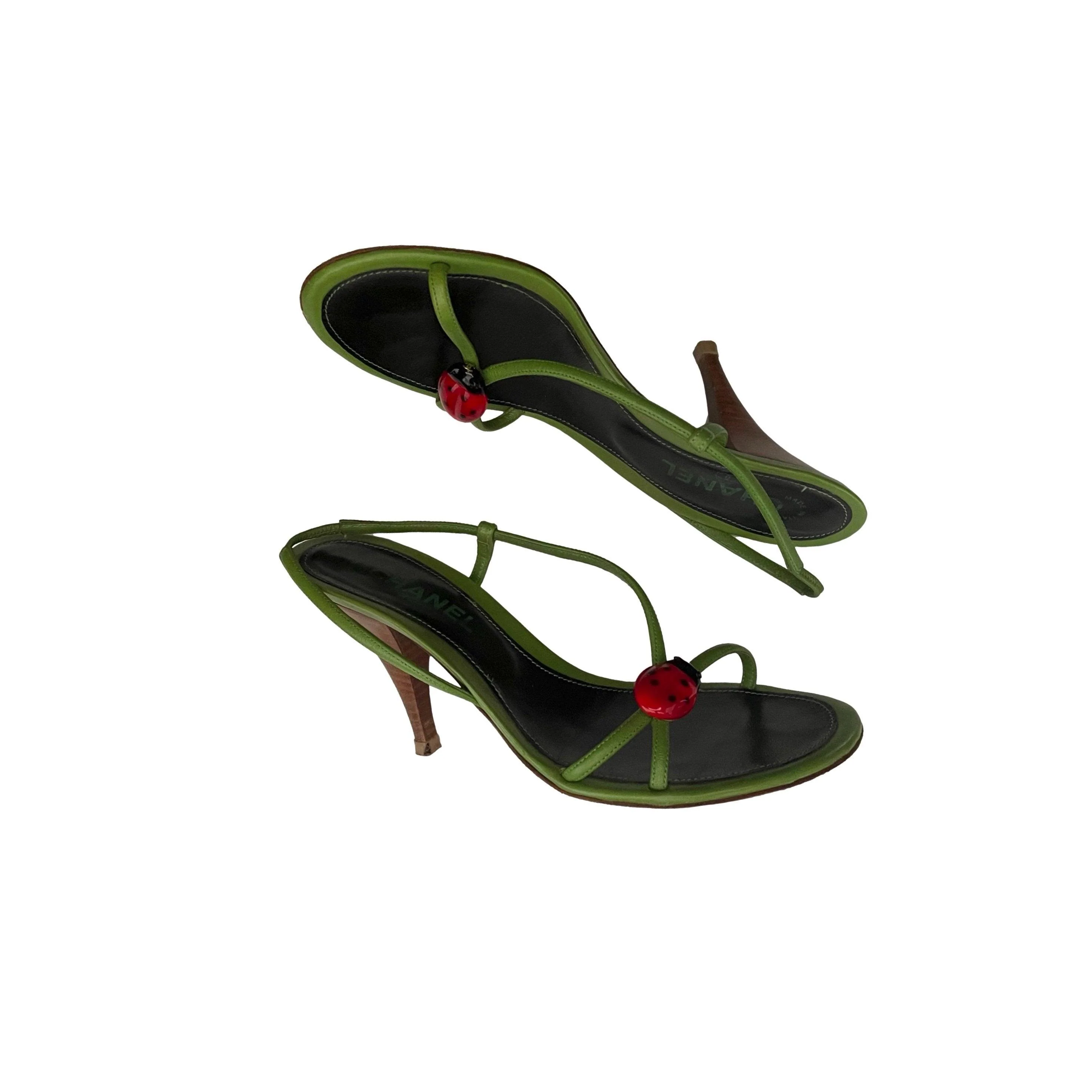 Chanel Green Lady Bug Heels - Image 2