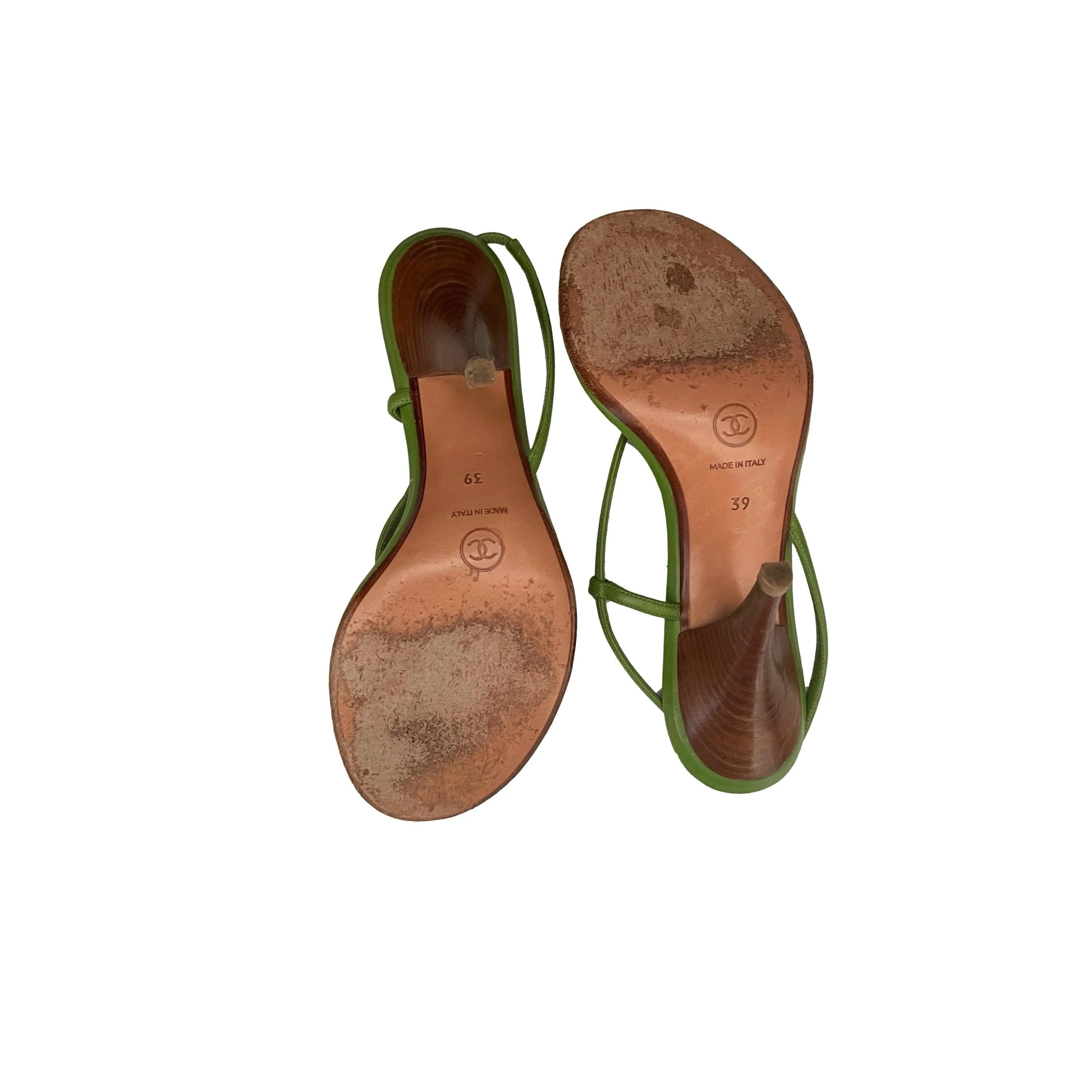 Chanel Green Lady Bug Heels - Image 3