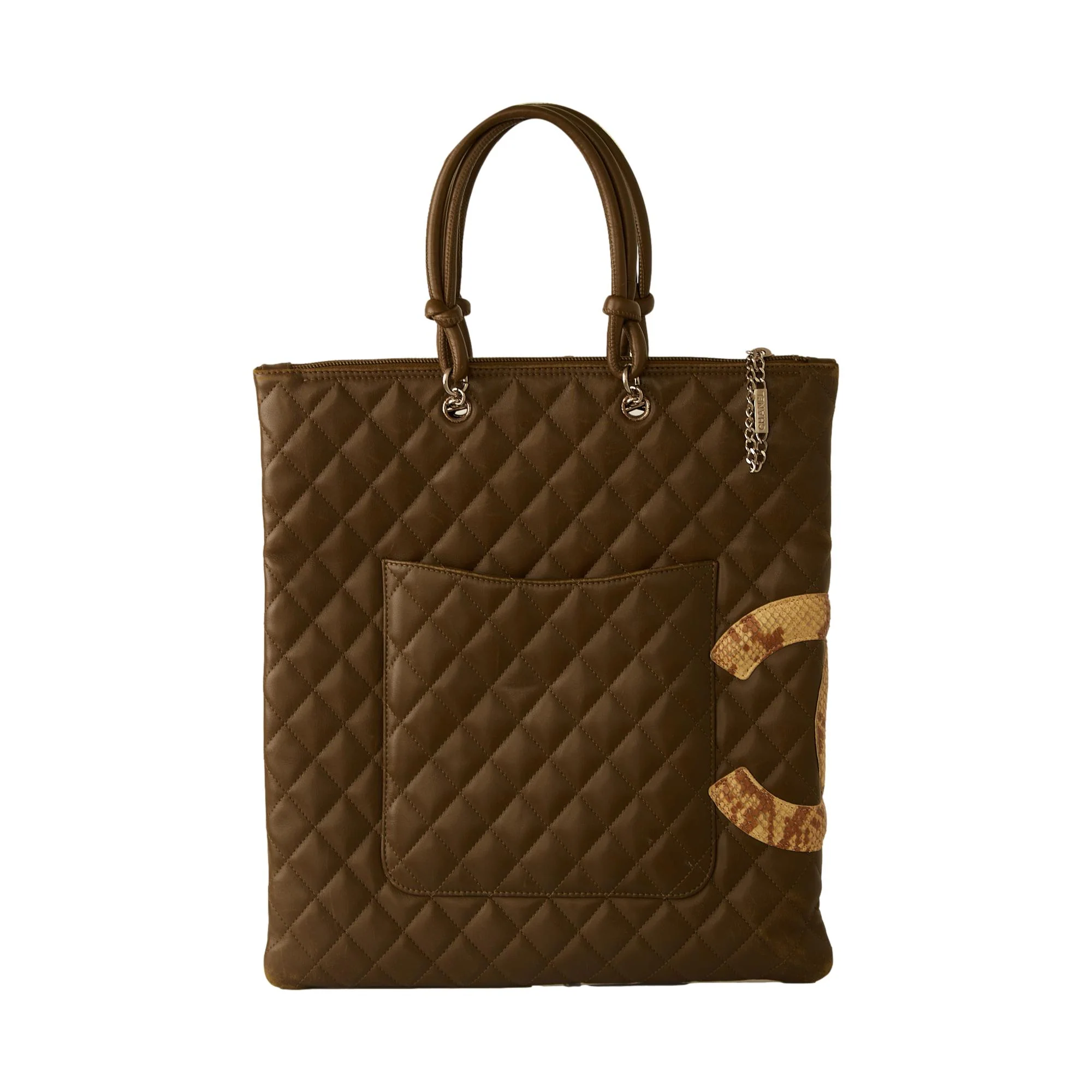 Chanel Green Lambskin Cambon Tote - Image 2