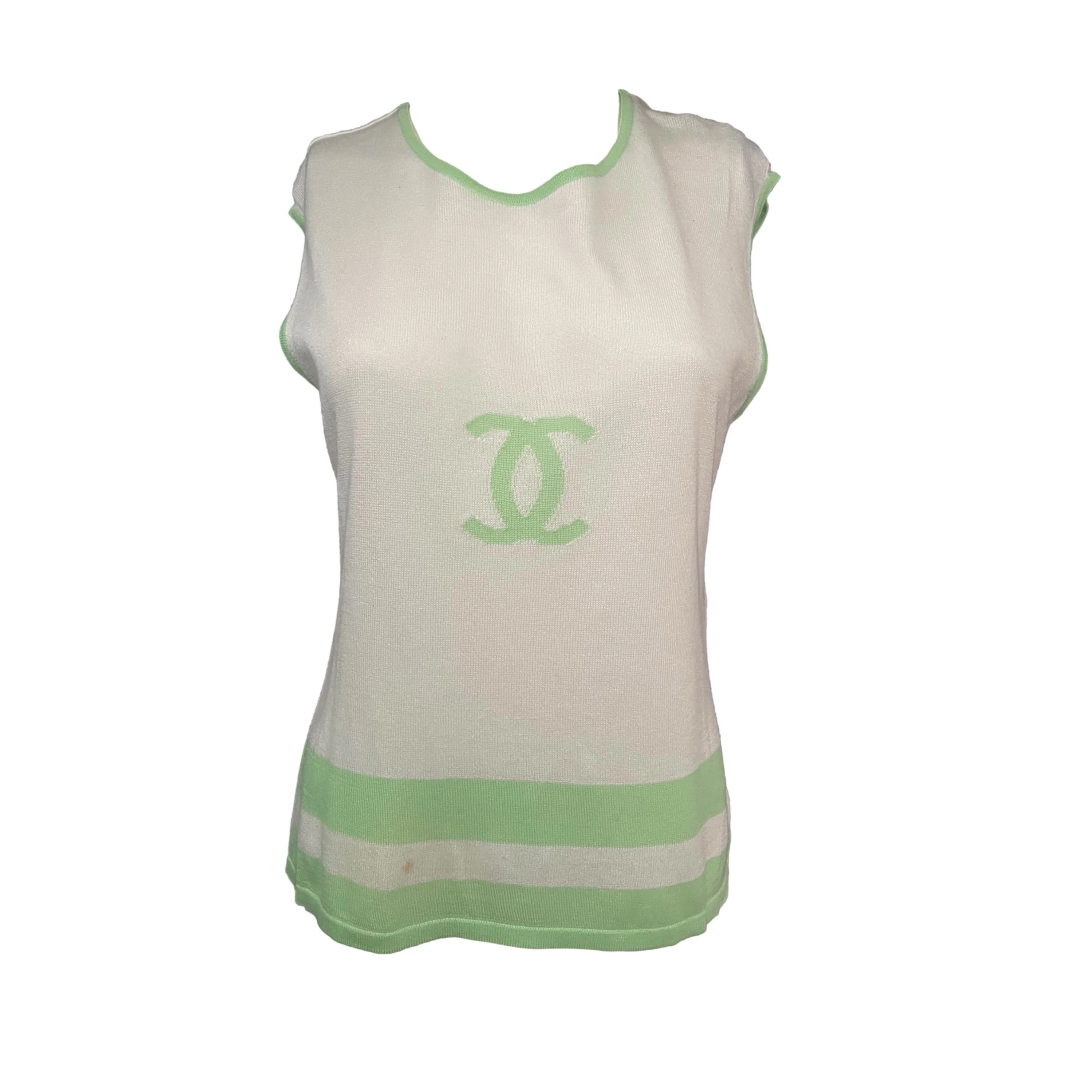 Chanel Green Logo Tank Top