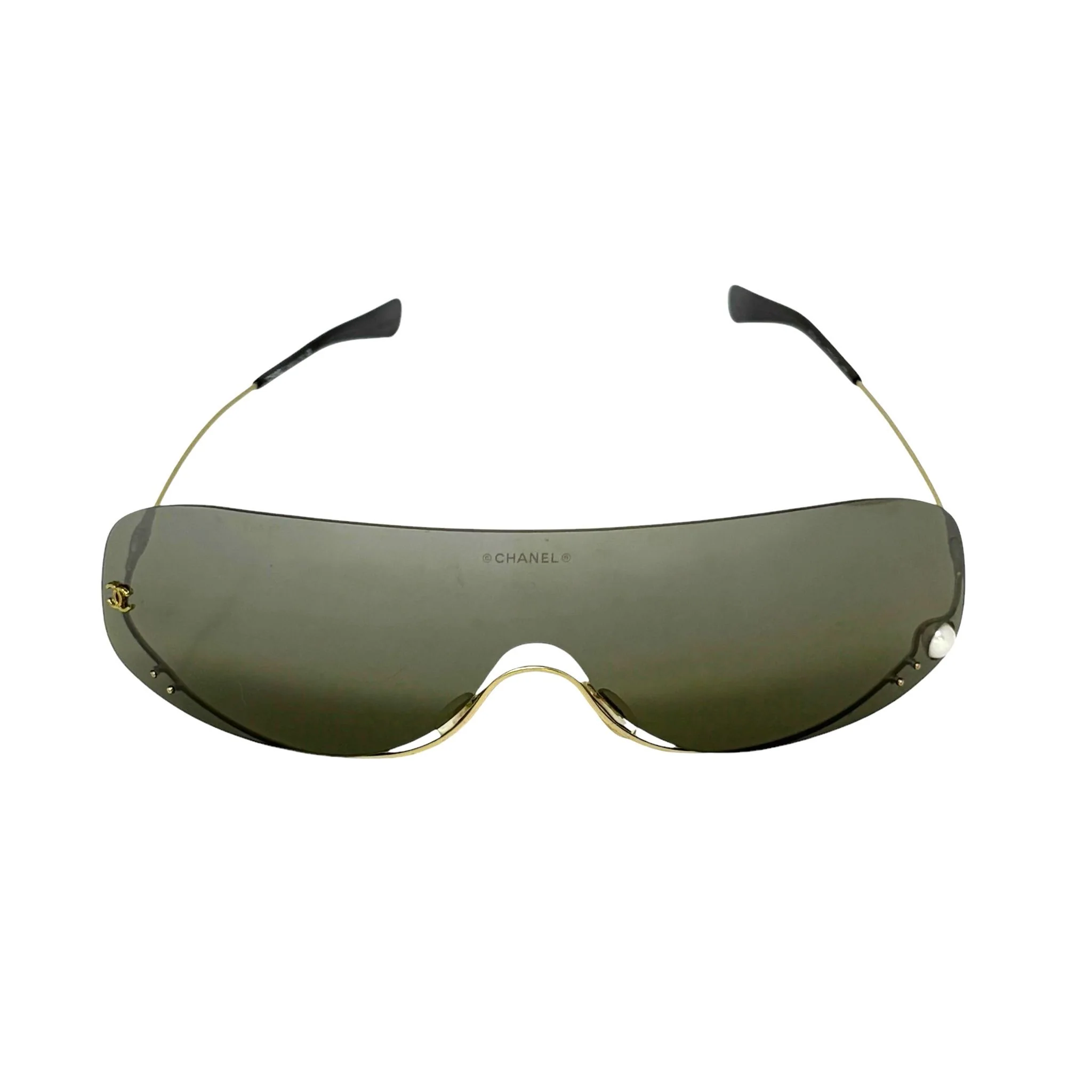 Chanel Green Rimless Pearl Sunglasses