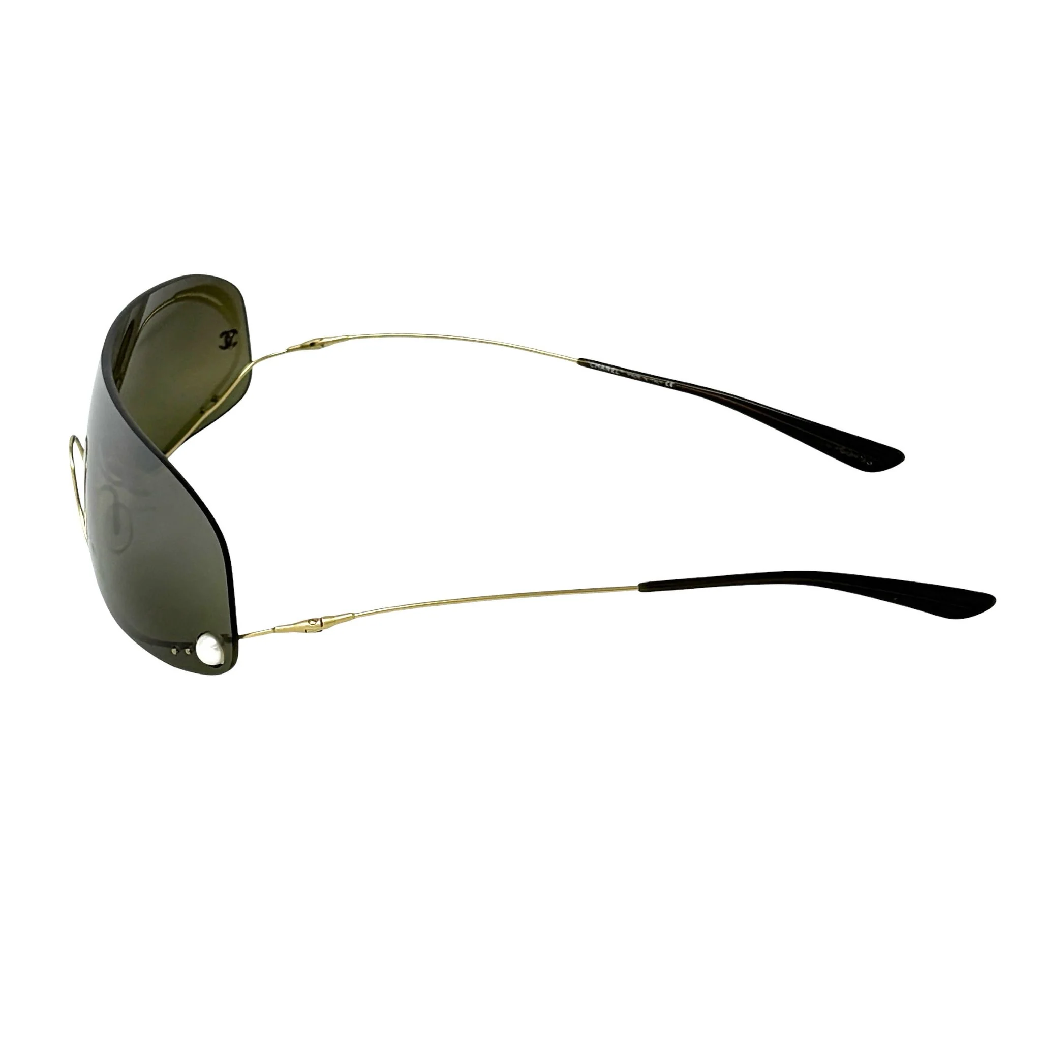 Chanel Green Rimless Pearl Sunglasses - Image 2