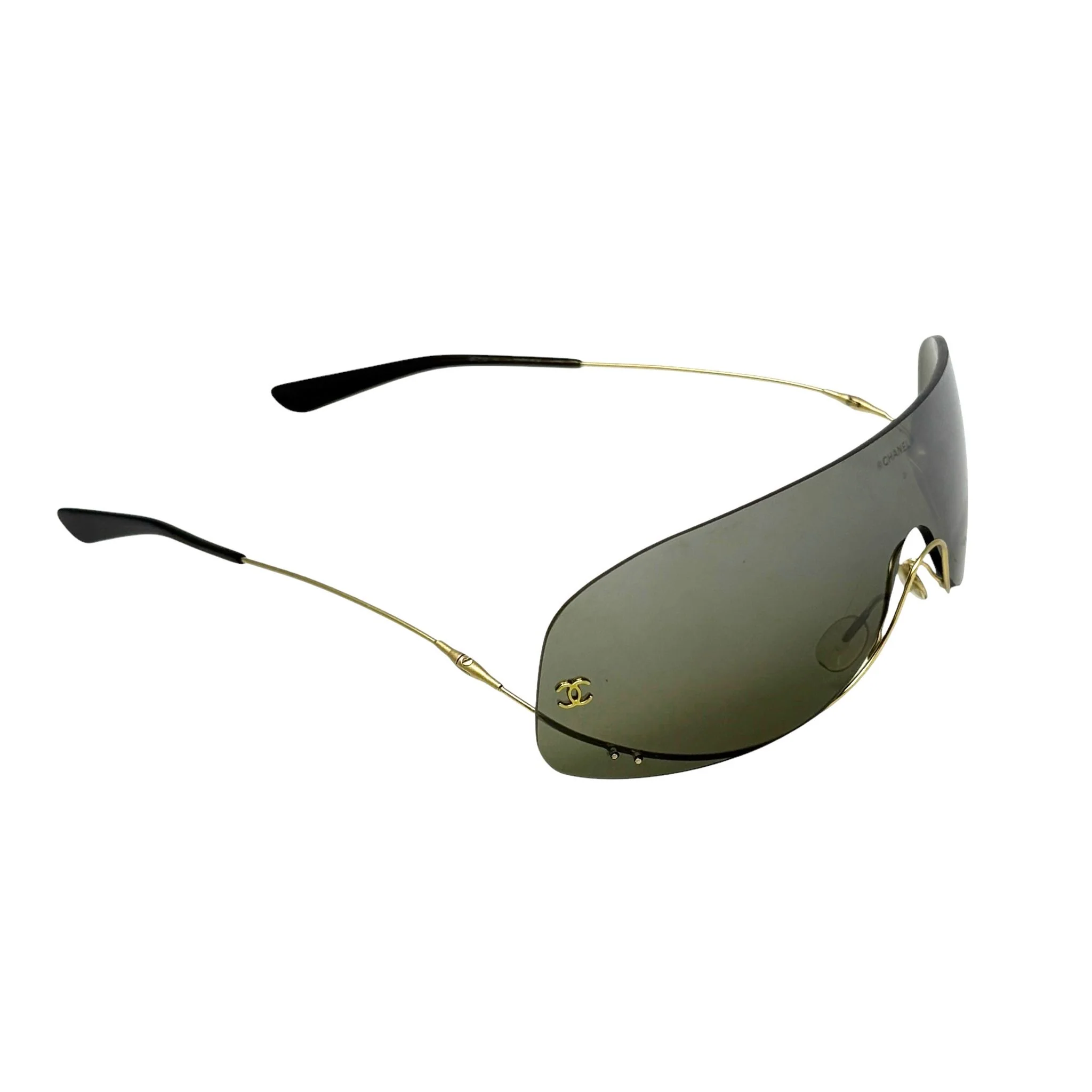 Chanel Green Rimless Pearl Sunglasses - Image 3