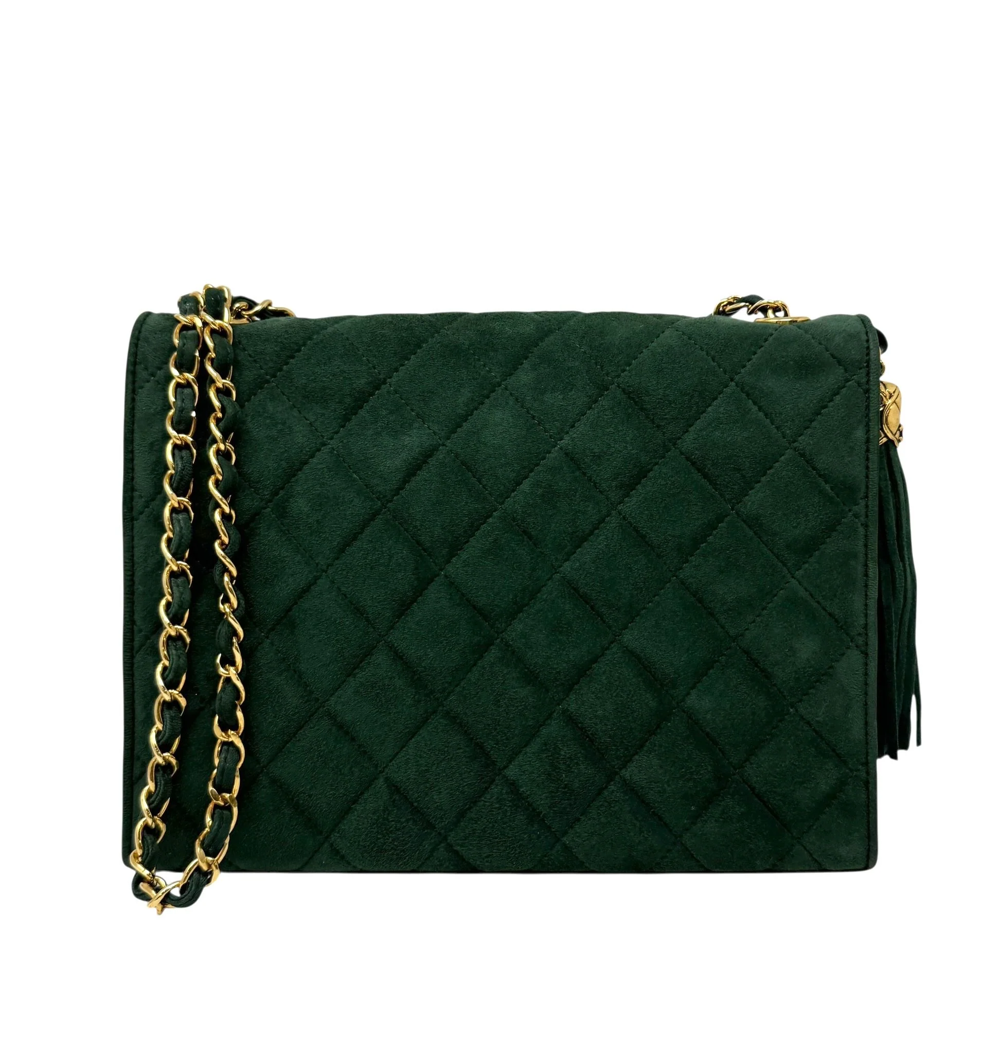 Chanel Green Suede Flap Bag - Image 2