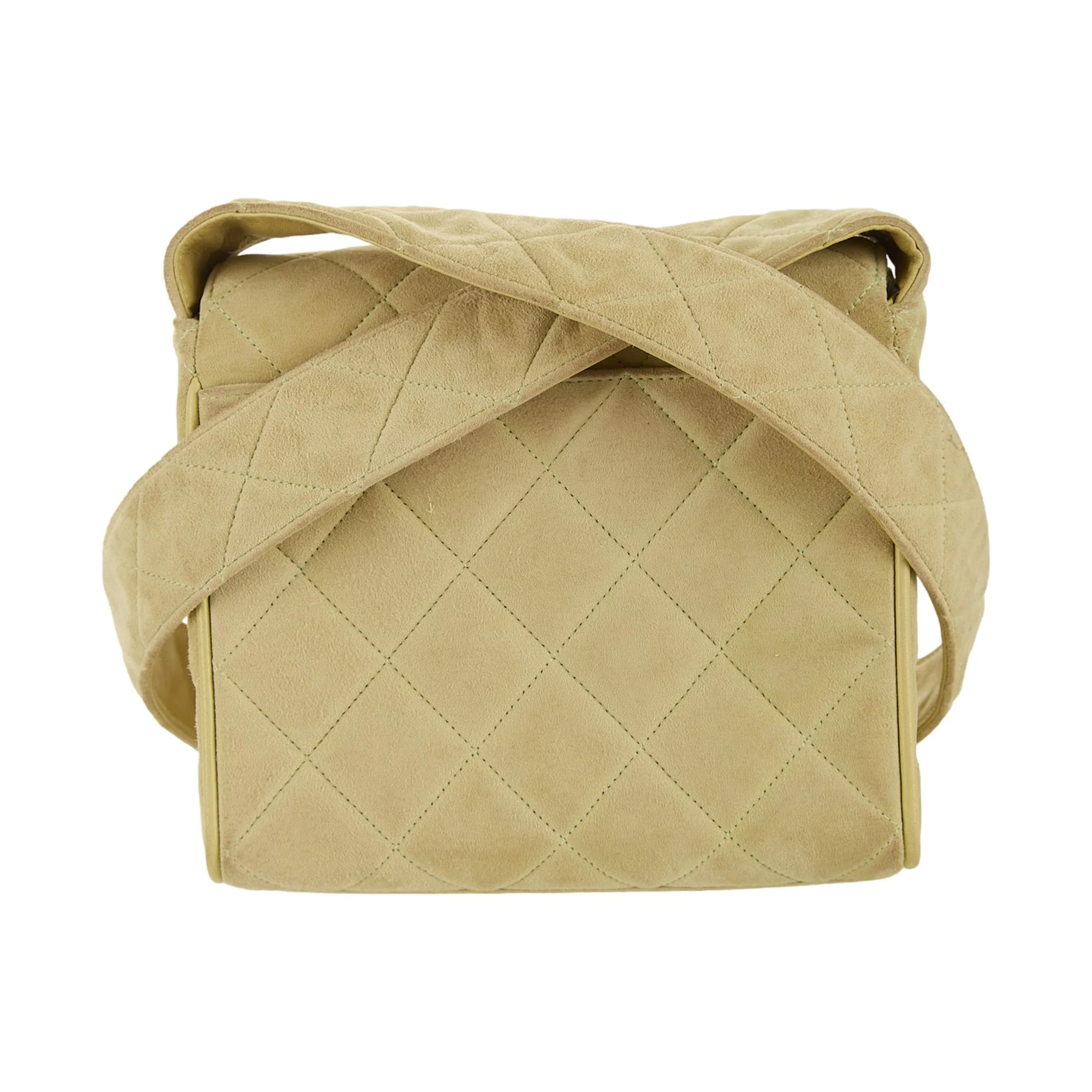 Chanel Green Suede Quilted Logo Shoulder Bag - Image 3