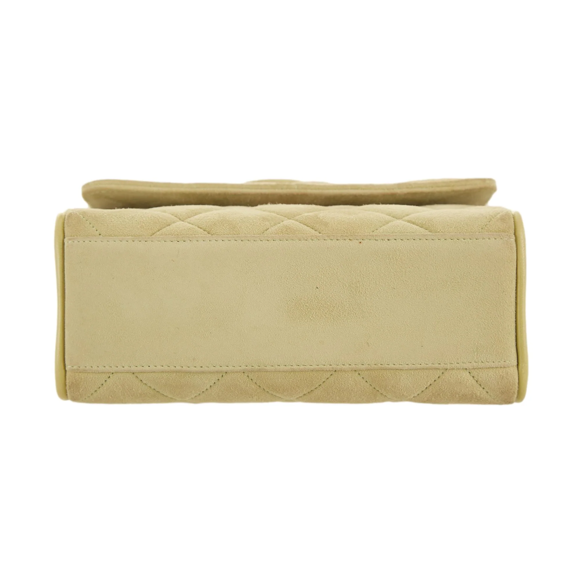 Chanel Green Suede Quilted Logo Shoulder Bag - Image 4