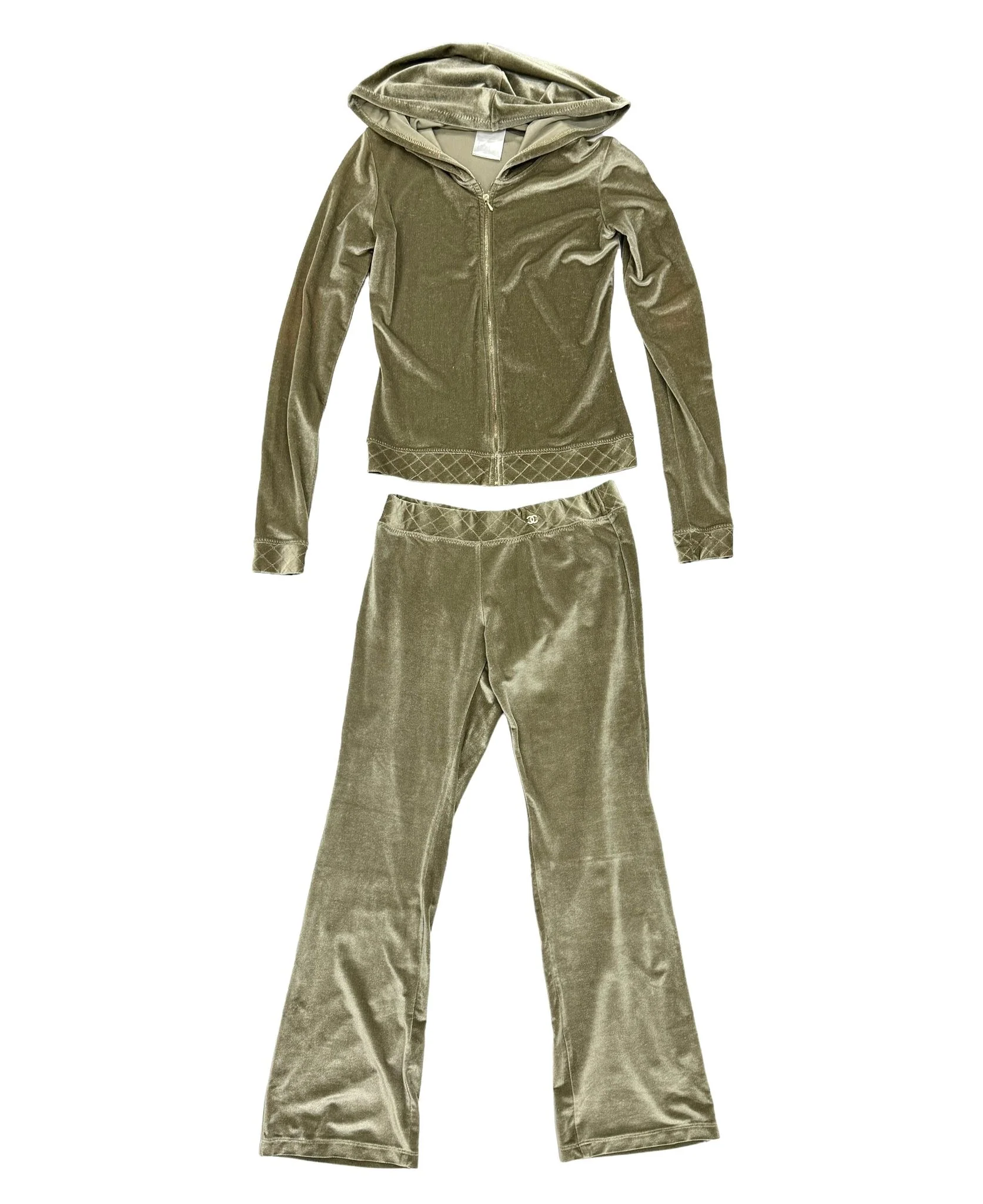 Chanel Olive Logo Velour Set - Image 2