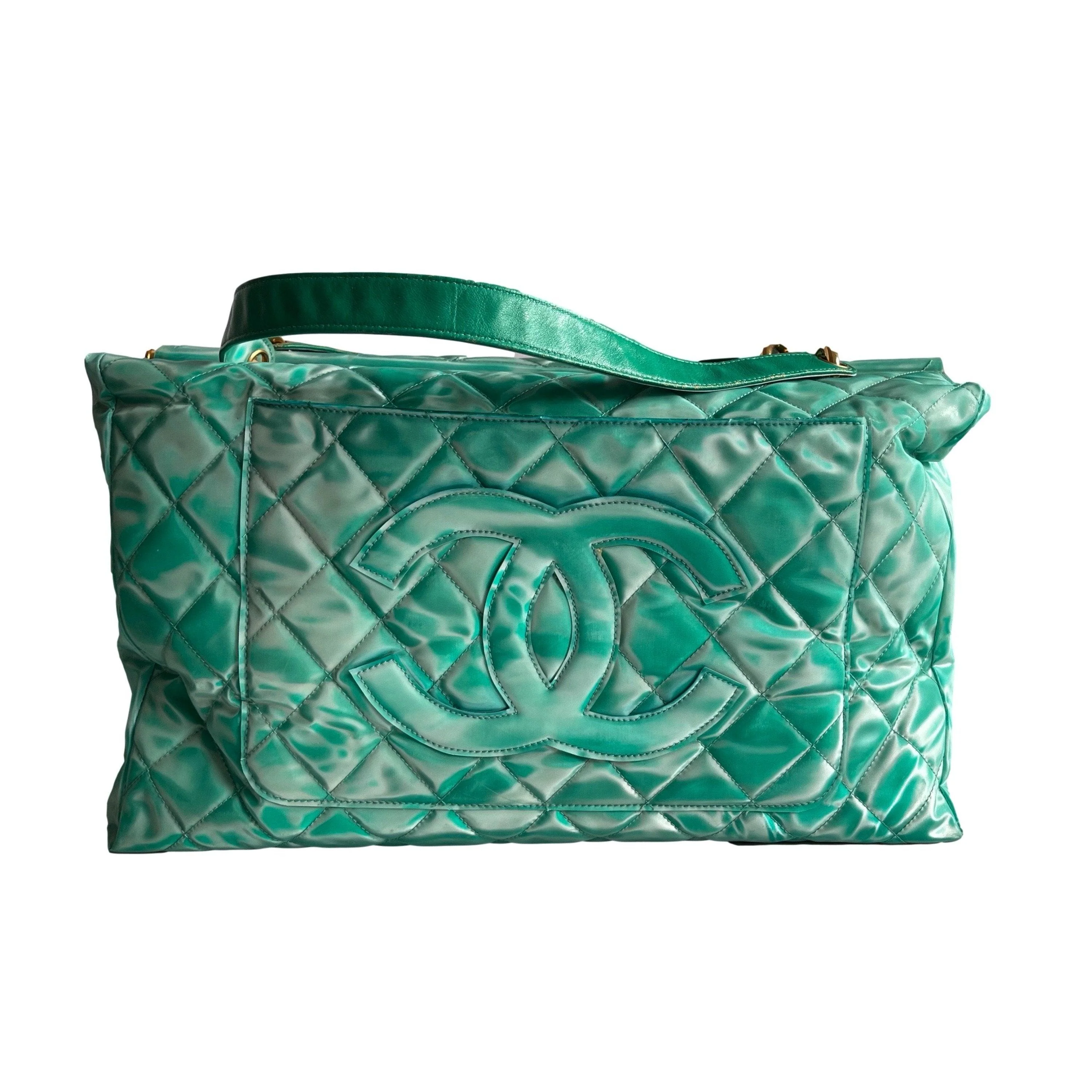 Chanel Green Vinyl Jumbo Tote - Image 2