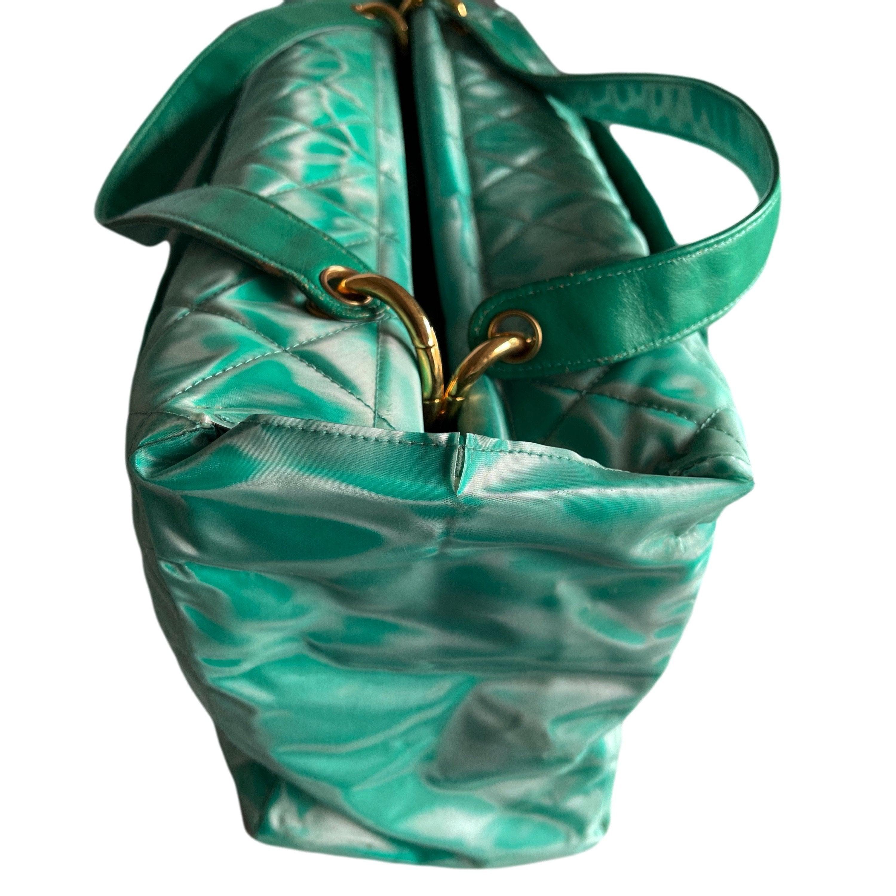 Chanel Green Vinyl Jumbo Tote - Image 4