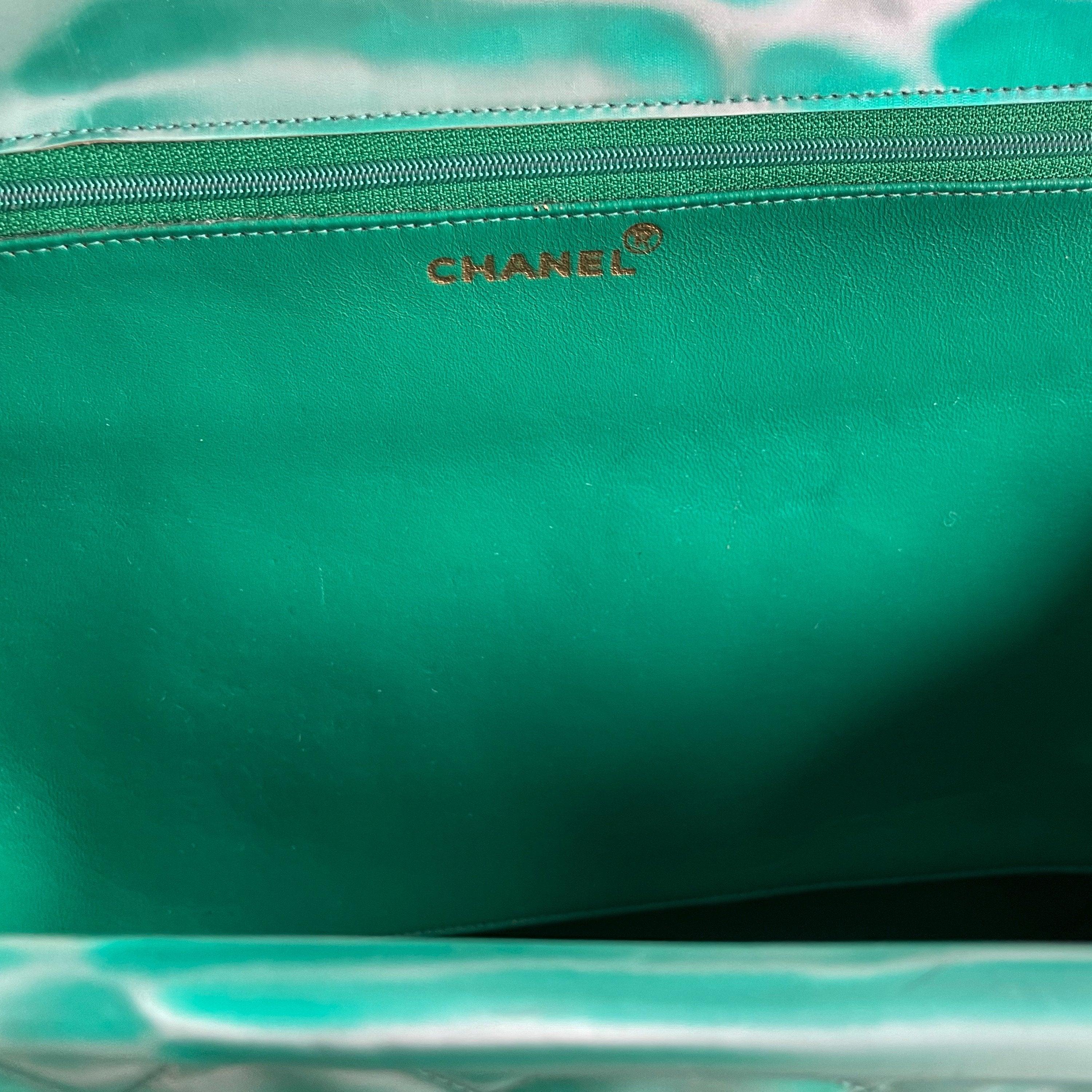 Chanel Green Vinyl Jumbo Tote - Image 6