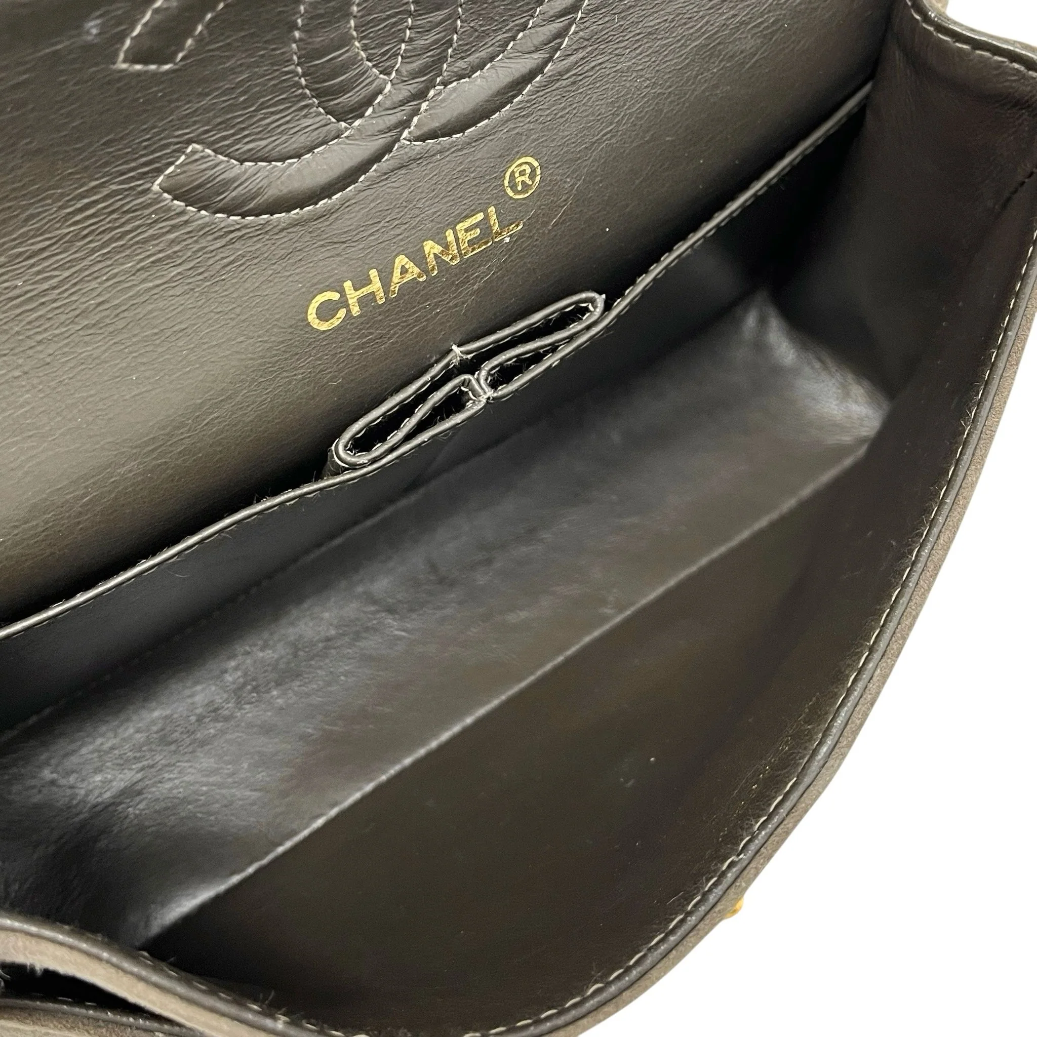 Chanel Grey/Brown Suede Medium Double Flap Bag - Image 6