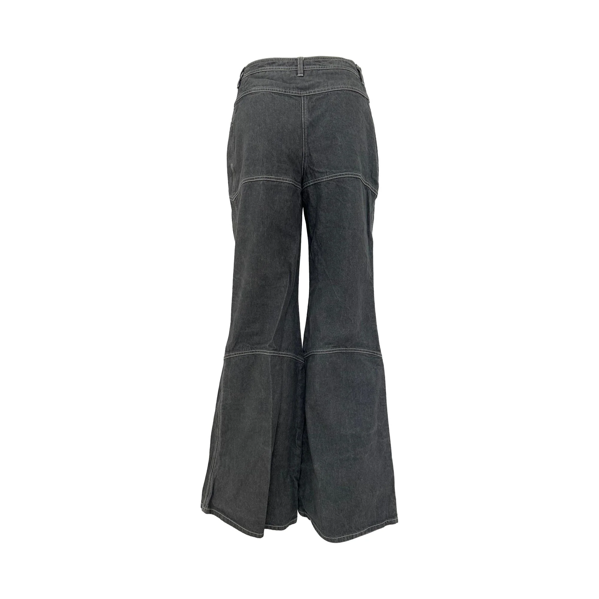 Chanel Grey Denim Wide-Leg Rhinestone Logo Jeans - Image 3