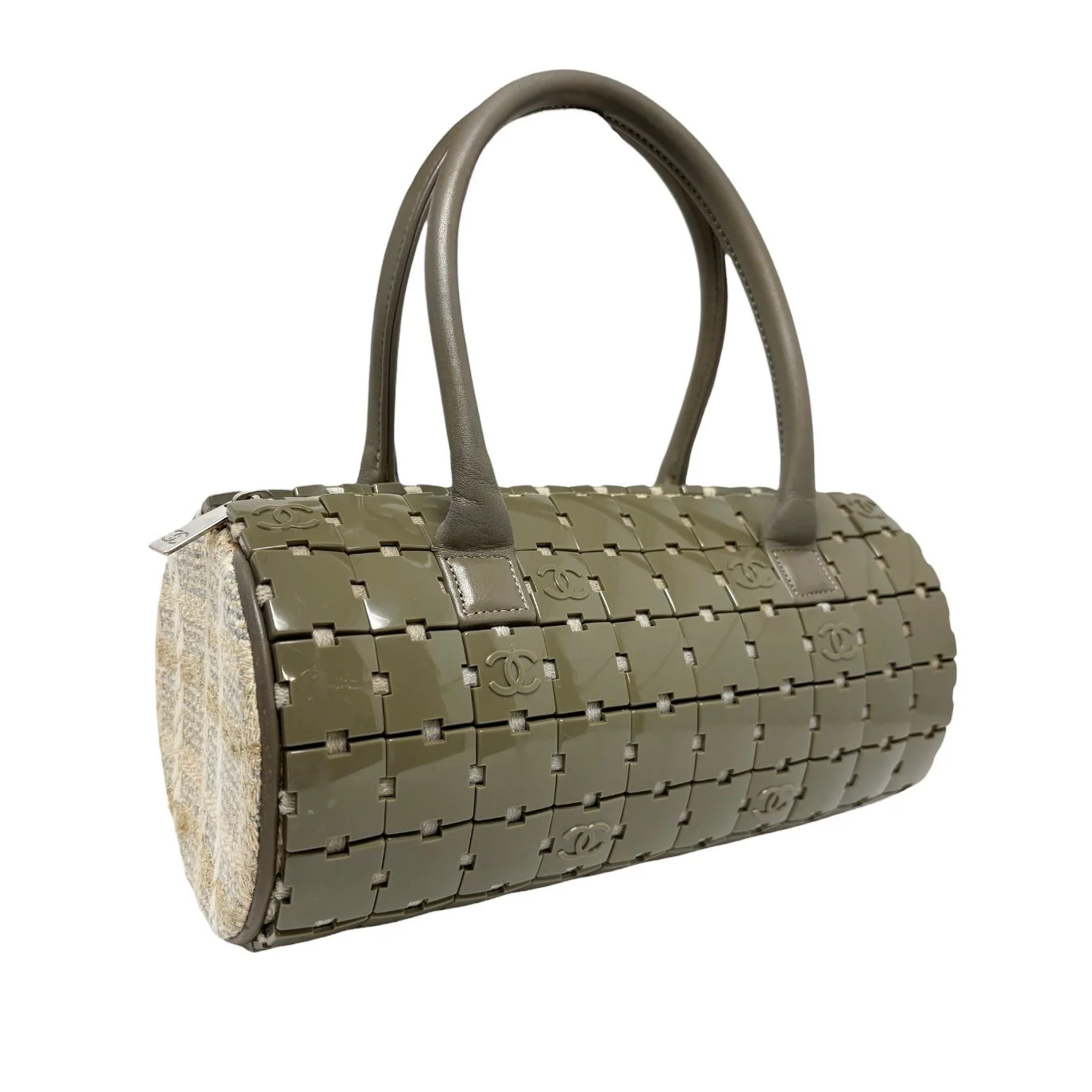 Chanel Grey Logo Cylinder Shoulder Bag - Image 3