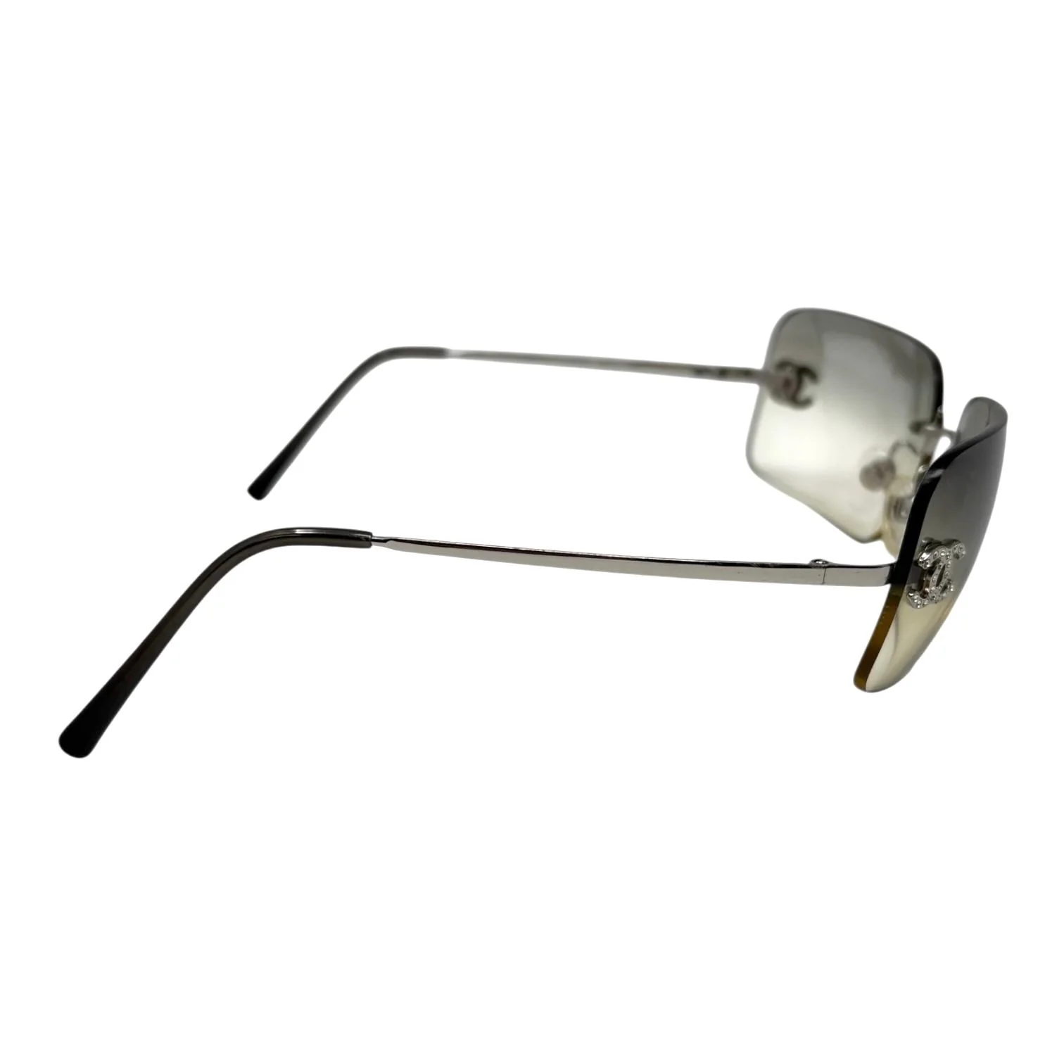 Chanel Grey Rhinestone Rimless Sunglasses - Image 3