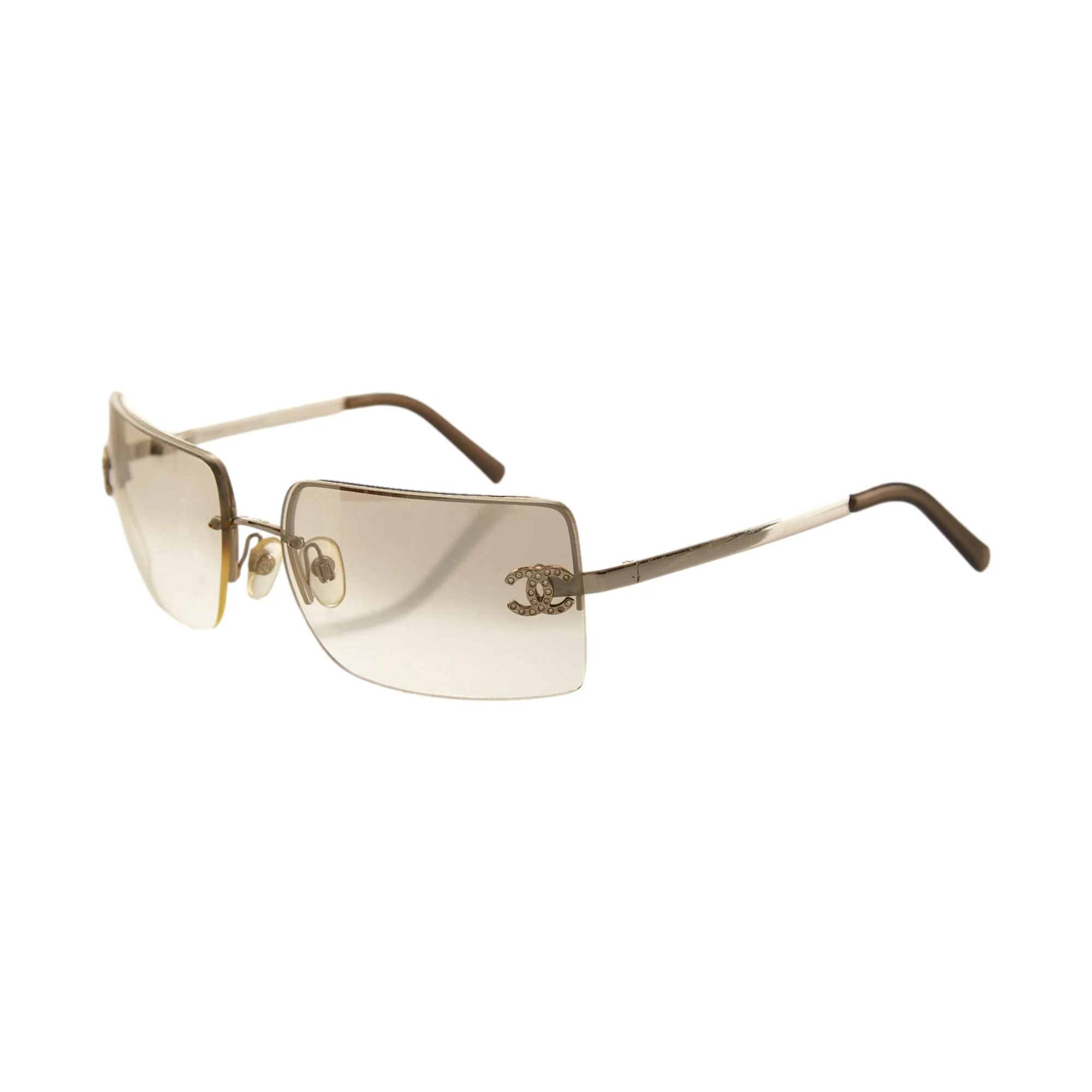 Chanel Clear Rhinestone Rimless Sunglasses