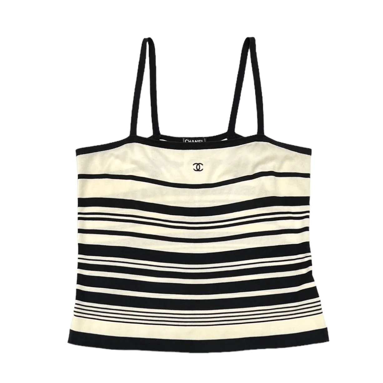 Chanel Black Stripe Logo Tank Top