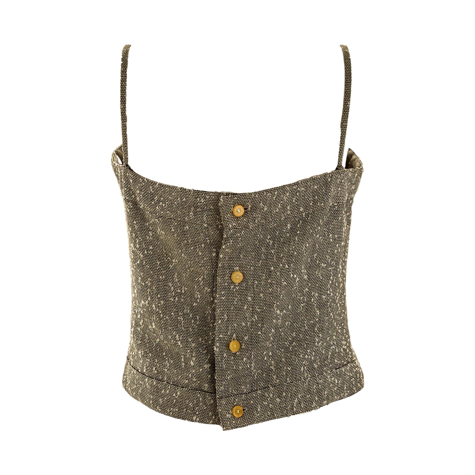 Chanel Grey Tweed Cropped Tank - Image 2