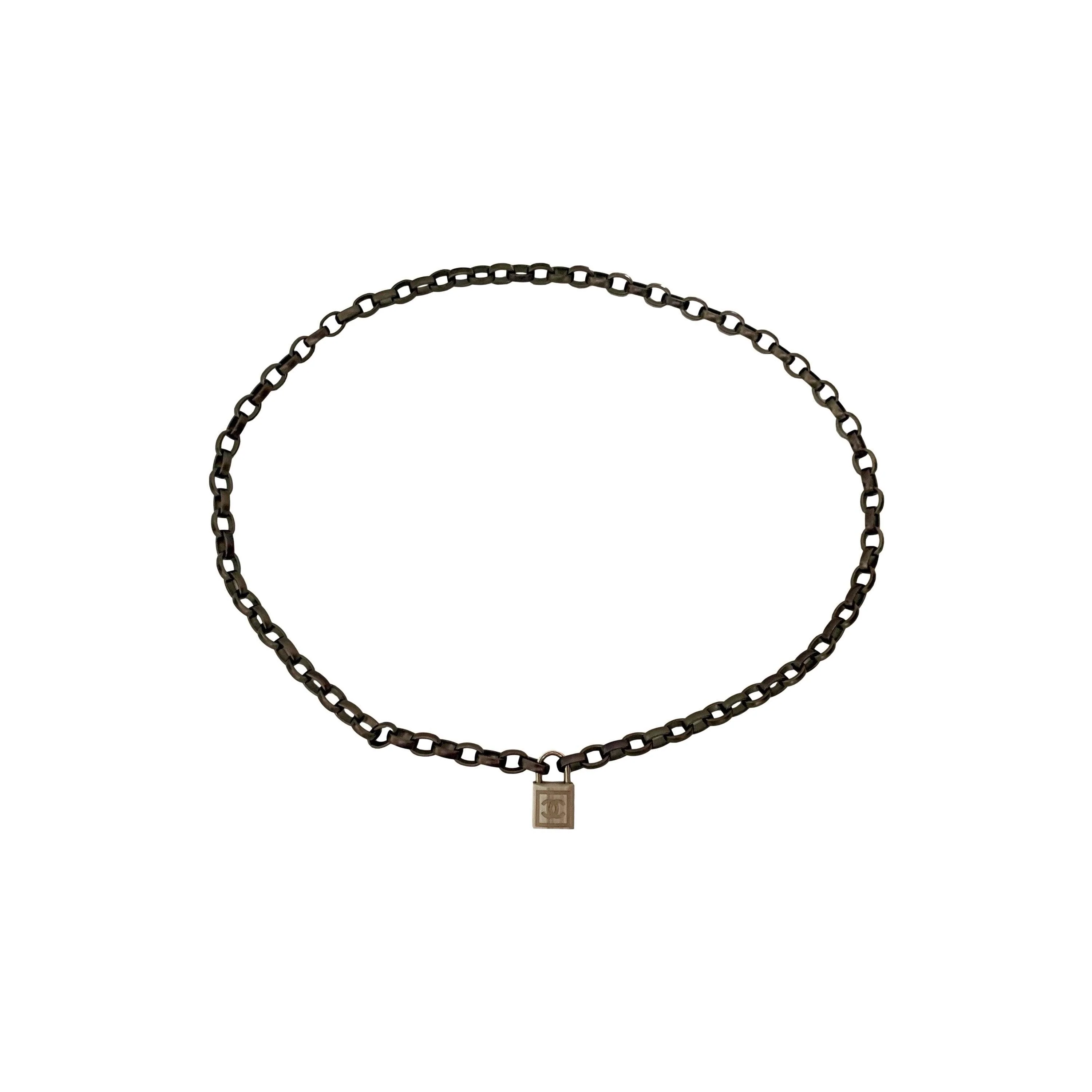 Chanel Gunmetal Lock Chain