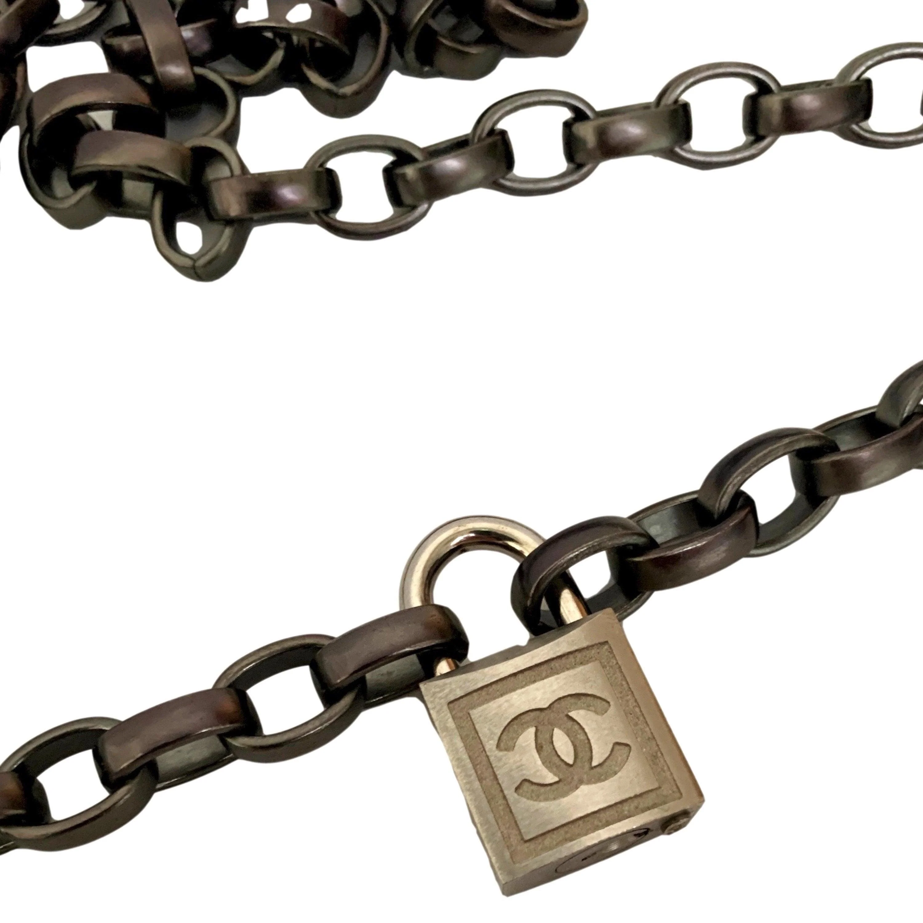 Chanel Gunmetal Lock Chain - Image 2
