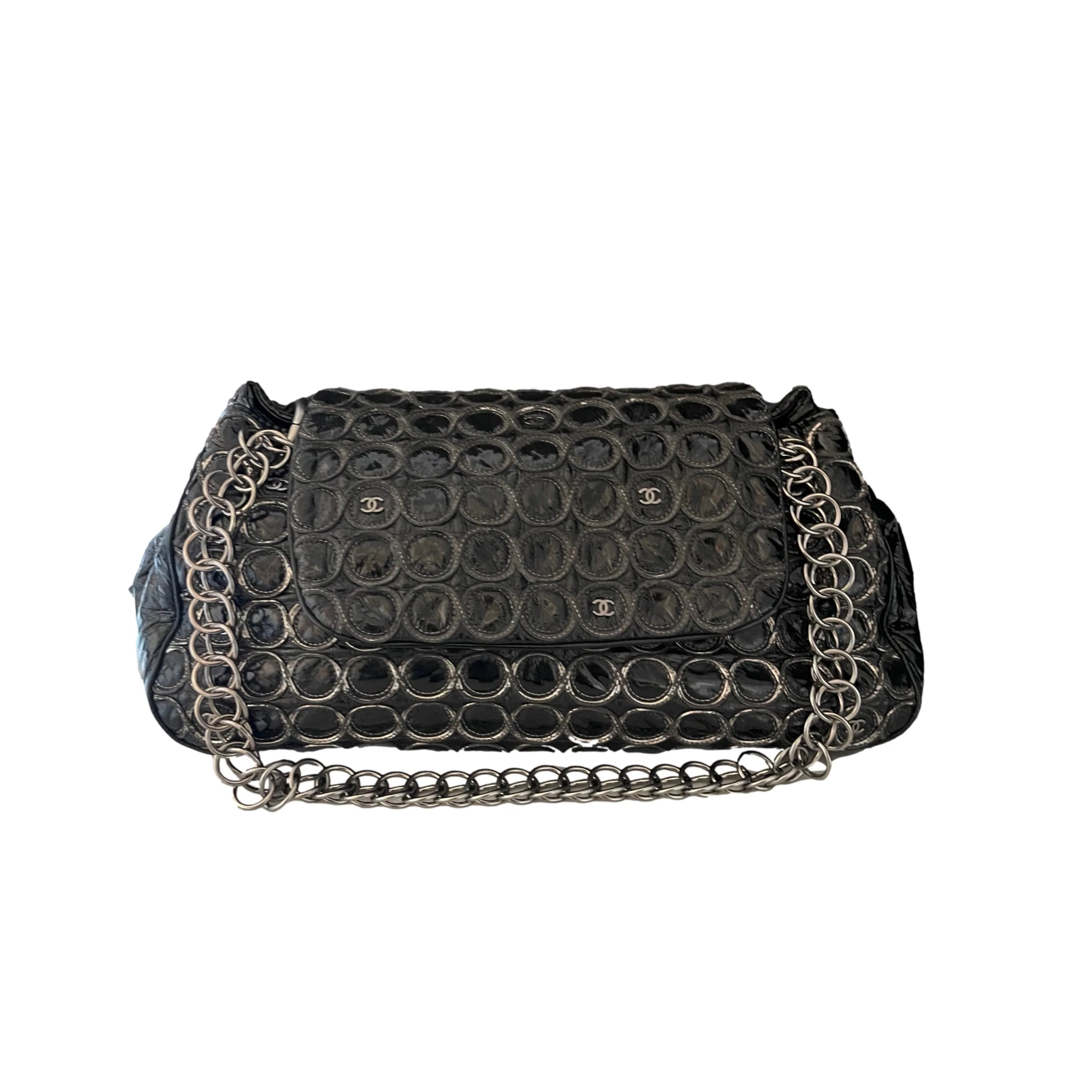 Chanel Gunmetal Textured Chain Shoulder Bag