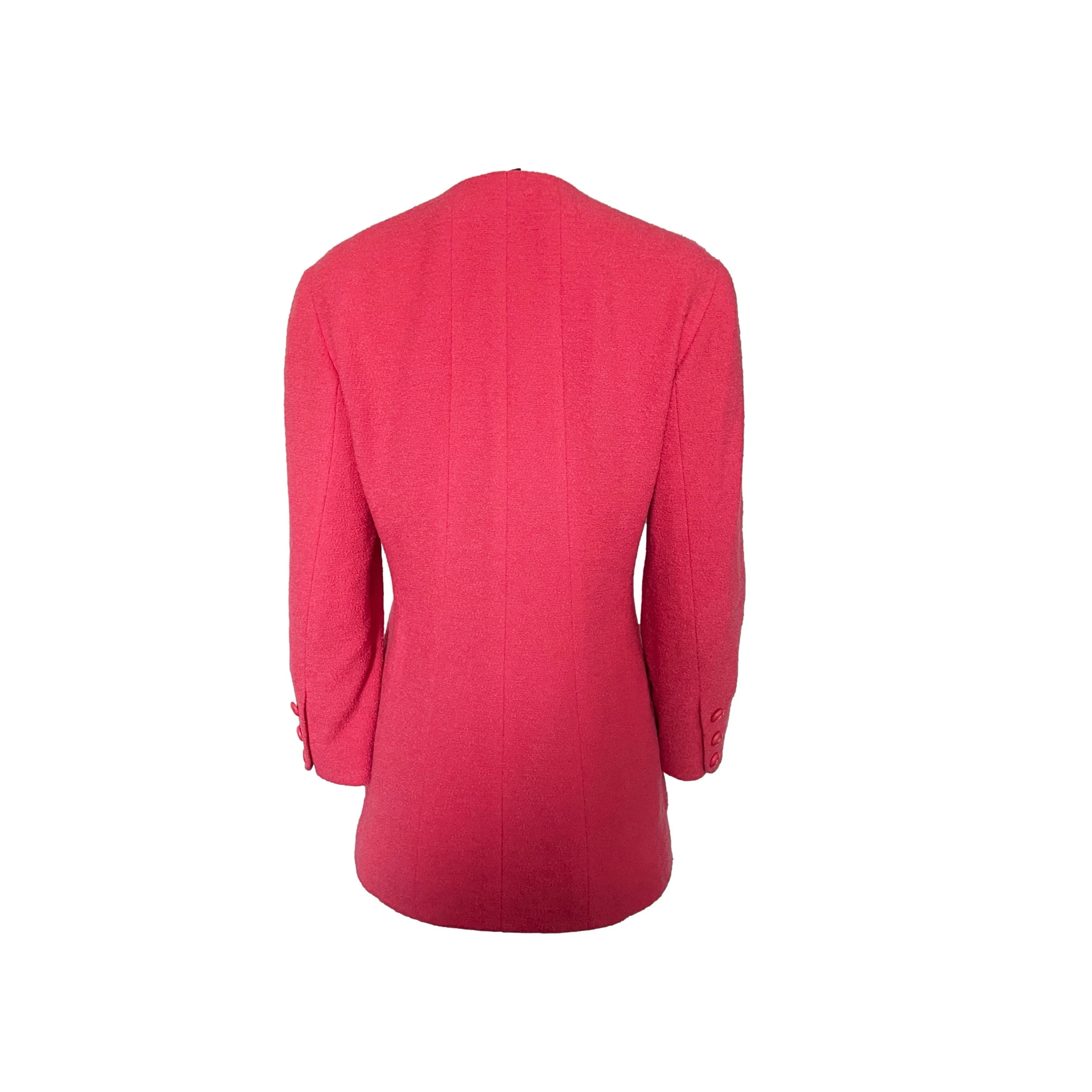 Chanel Hot Pink Logo Button Blazer - Image 2