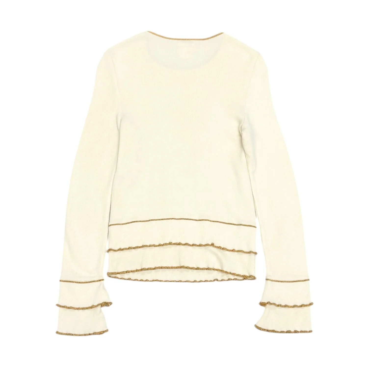 Chanel Ivory Long Sleeve Ruffle Top - Image 2