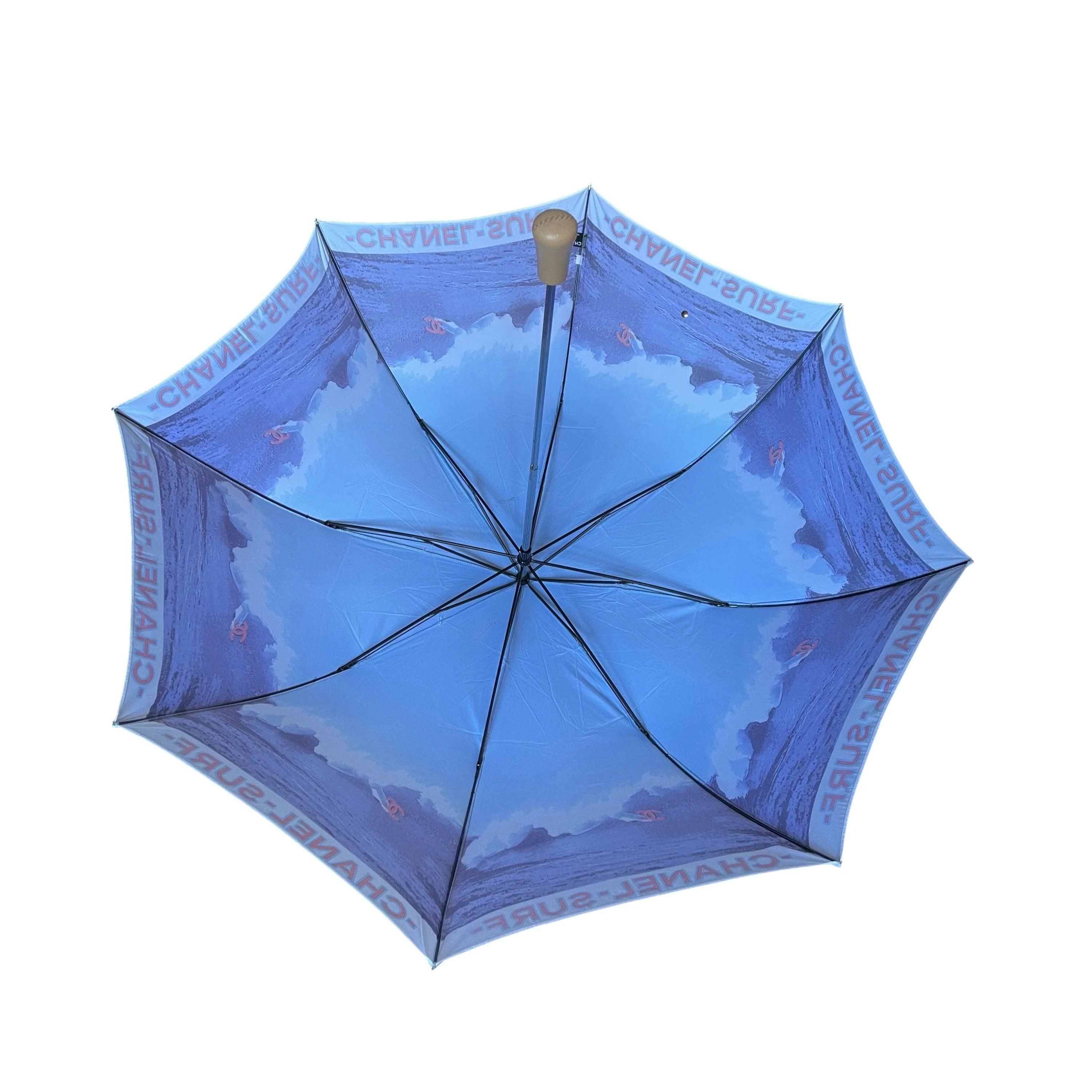 Chanel Jumbo Blue Surf Logo Umbrella - Image 2