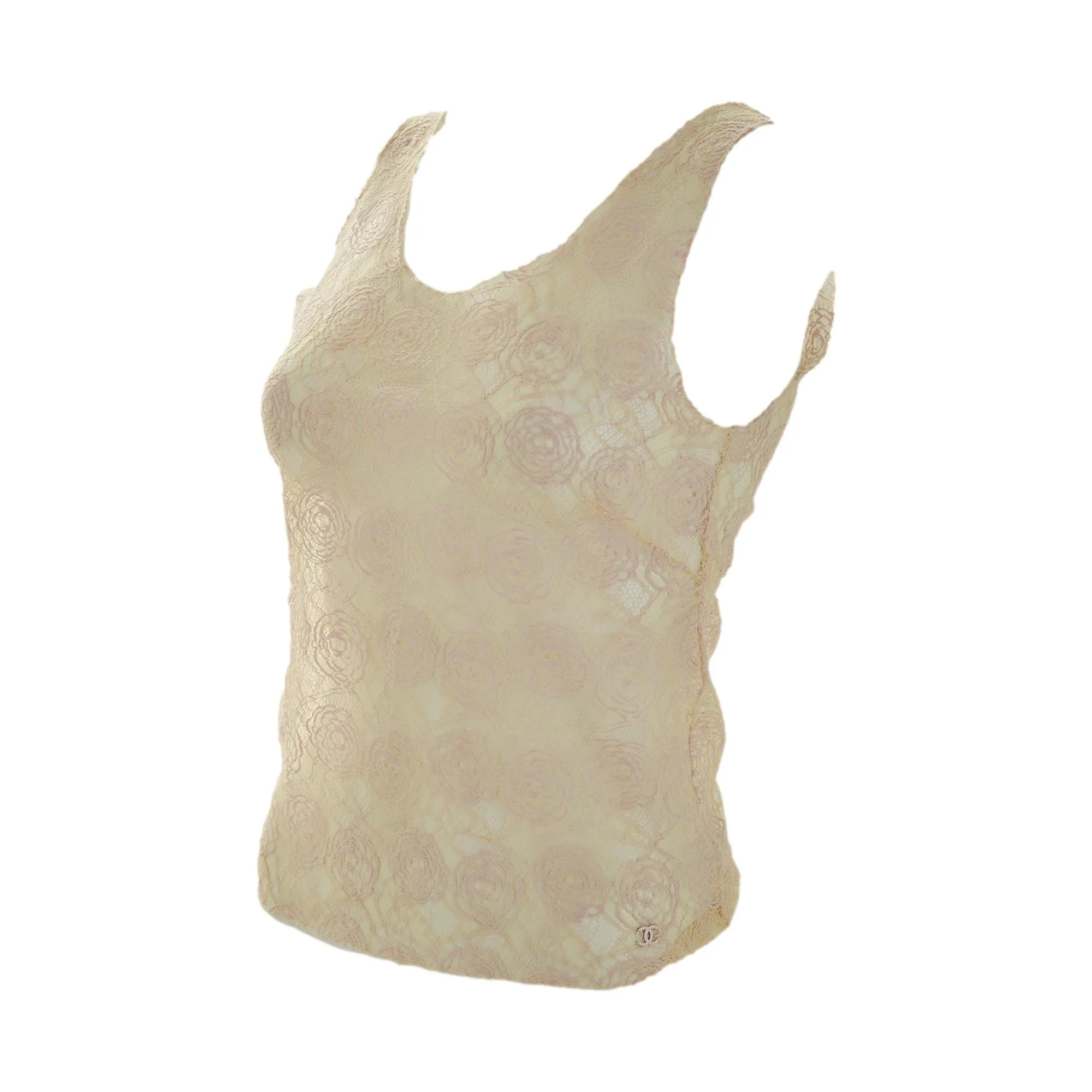 Chanel Lace Cameilia Sheer Tank - Image 2