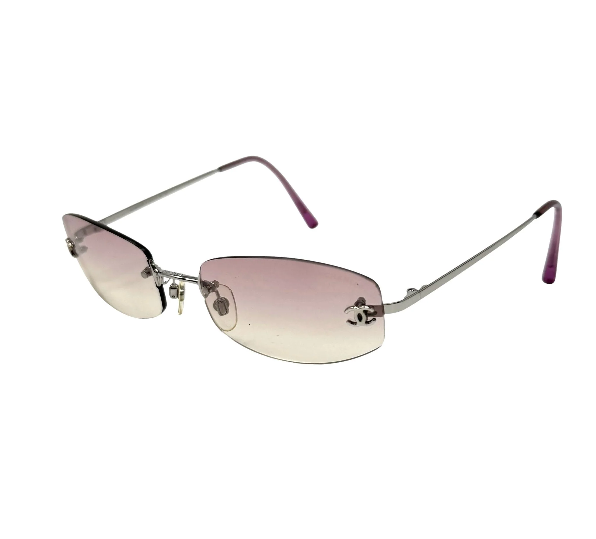 Chanel Light Pink Mini Rimless Sunglasses - Image 2