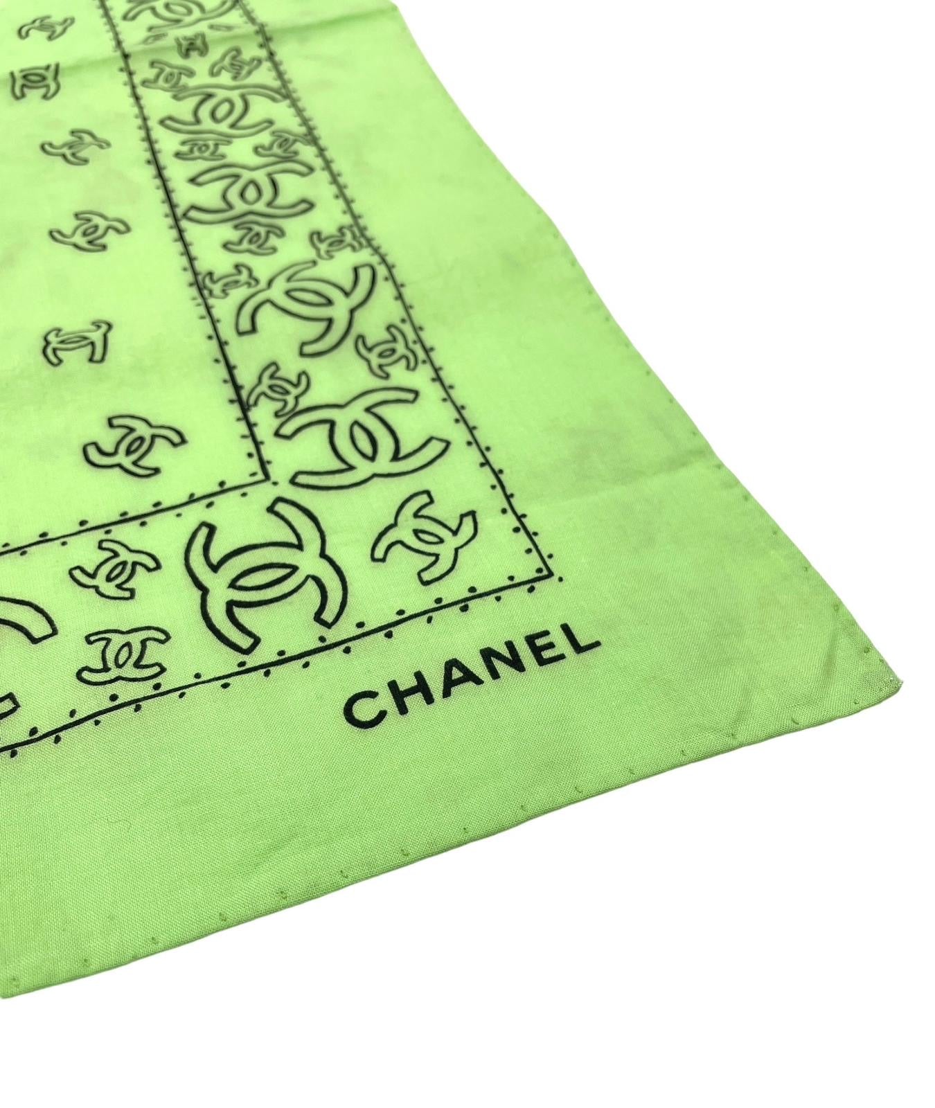Chanel Lime Green Bandana - Image 2