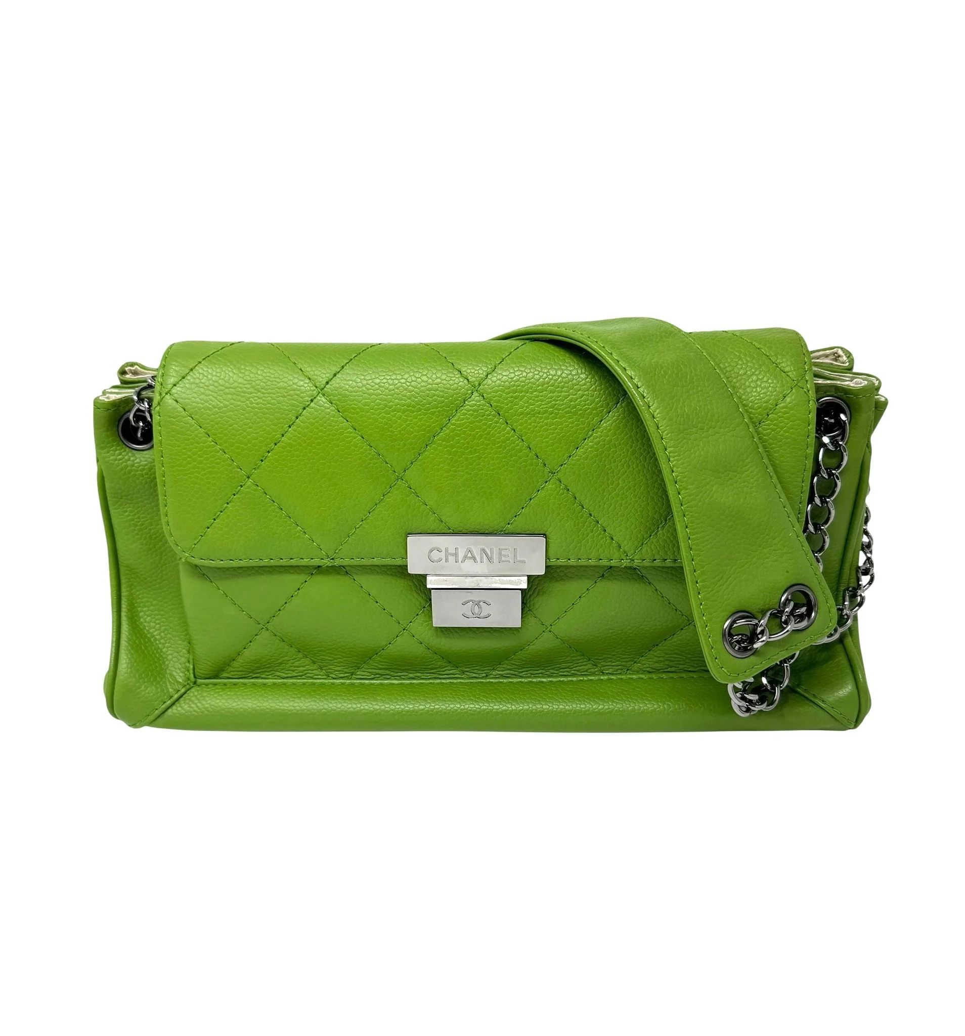 Chanel Lime Green Chain Shoulder Bag - Image 5