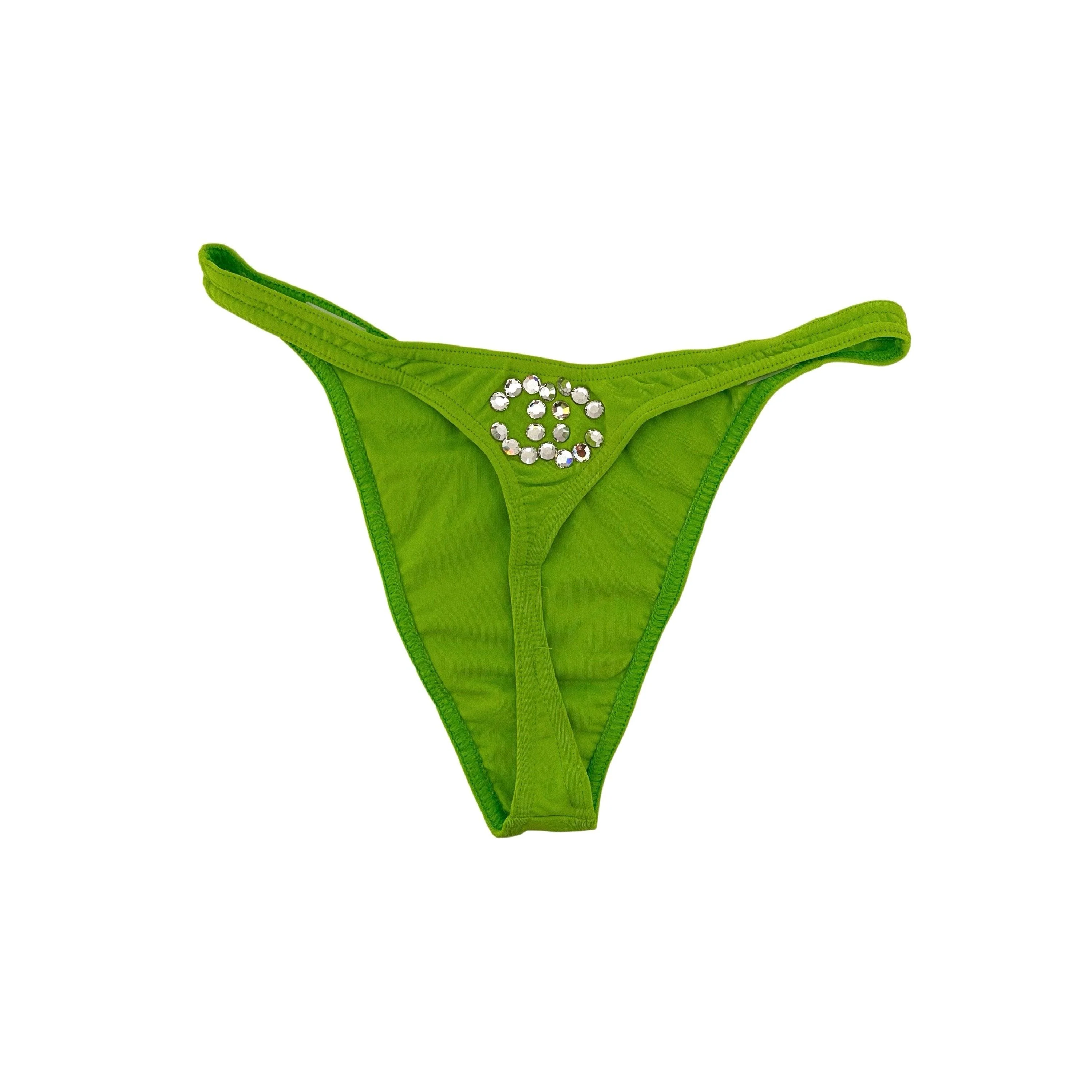 Chanel Lime Green Jeweled Thong Bikini - Image 2