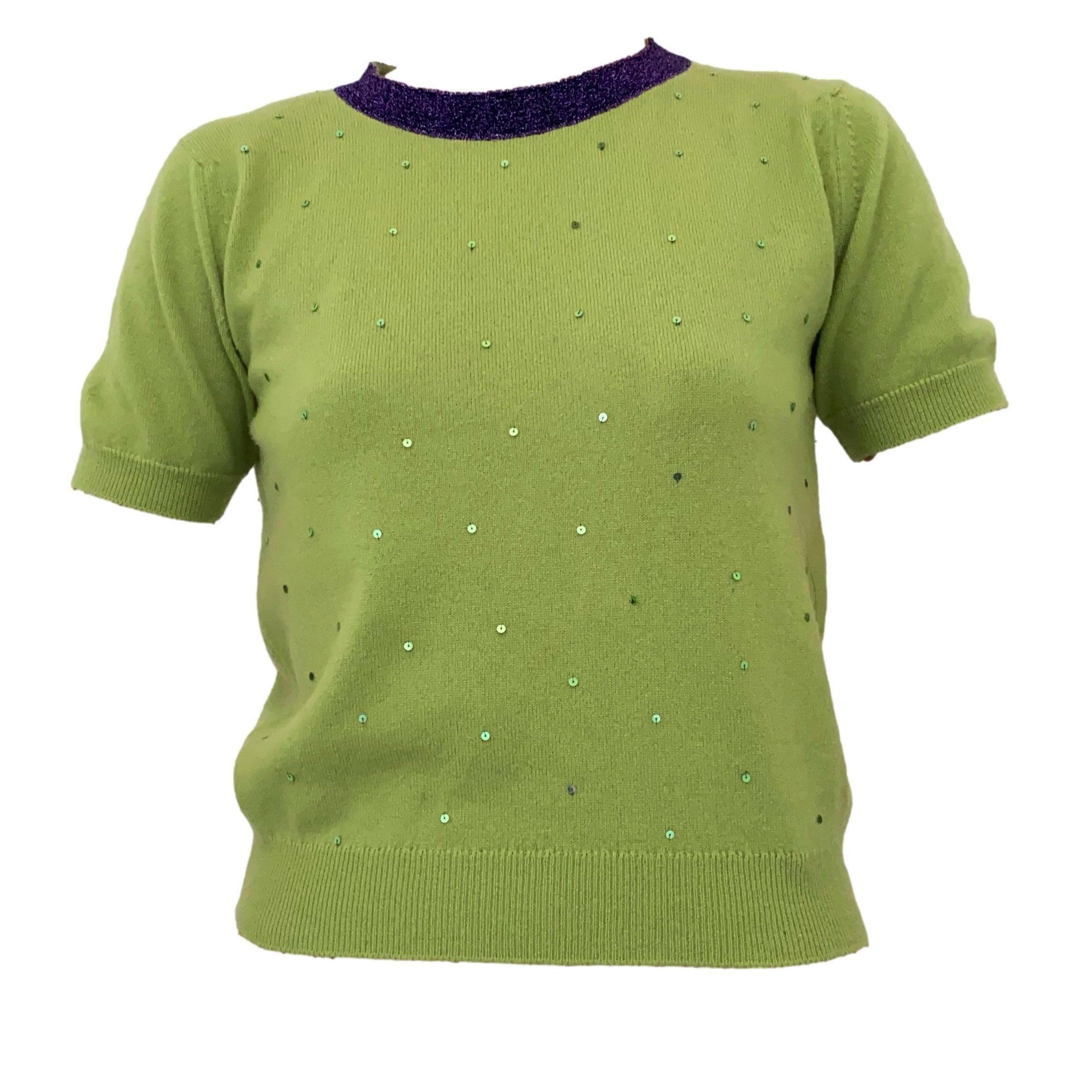 Chanel Lime Green Sequin Cardigan Set - Image 3