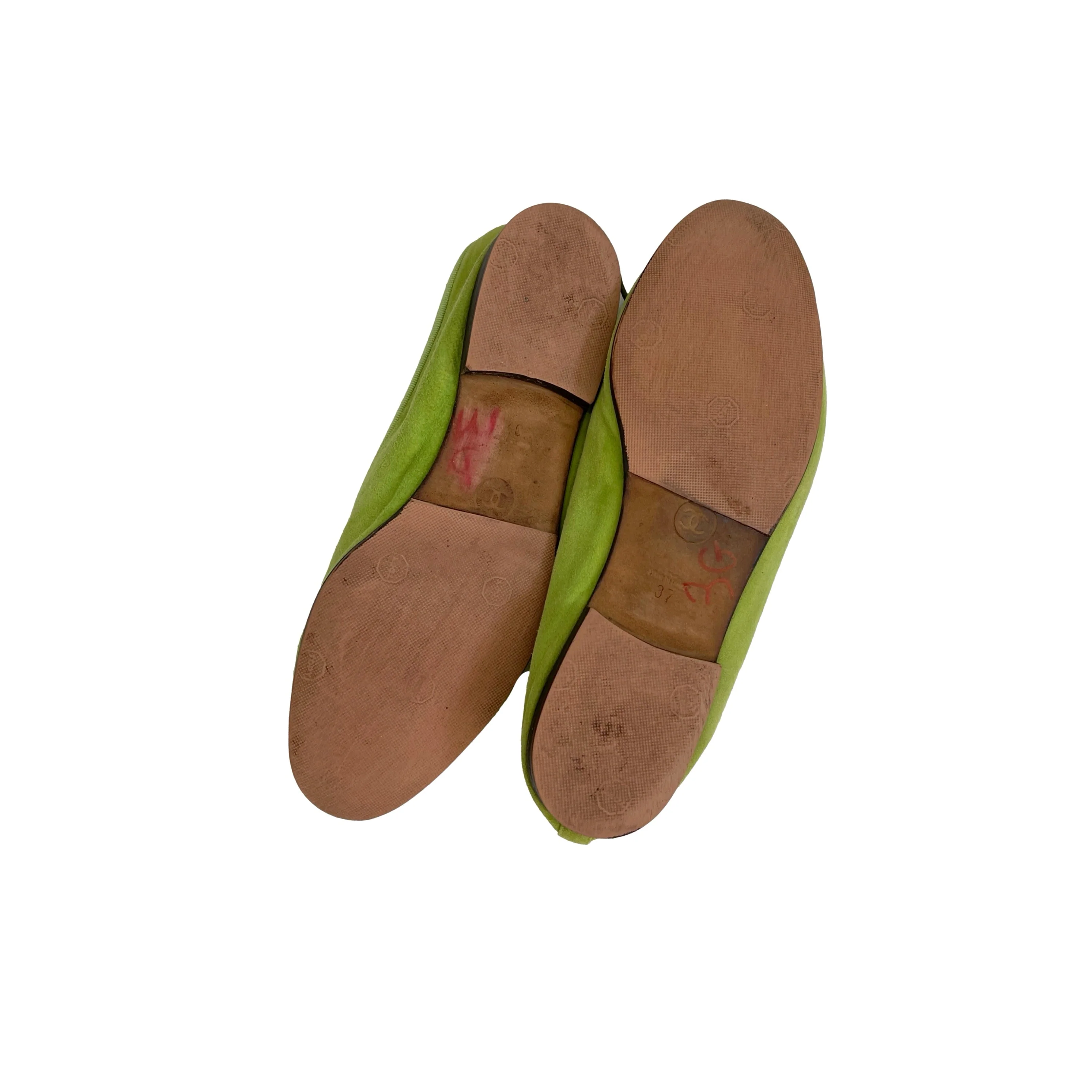 Chanel Lime Green Suede Flats - Image 3