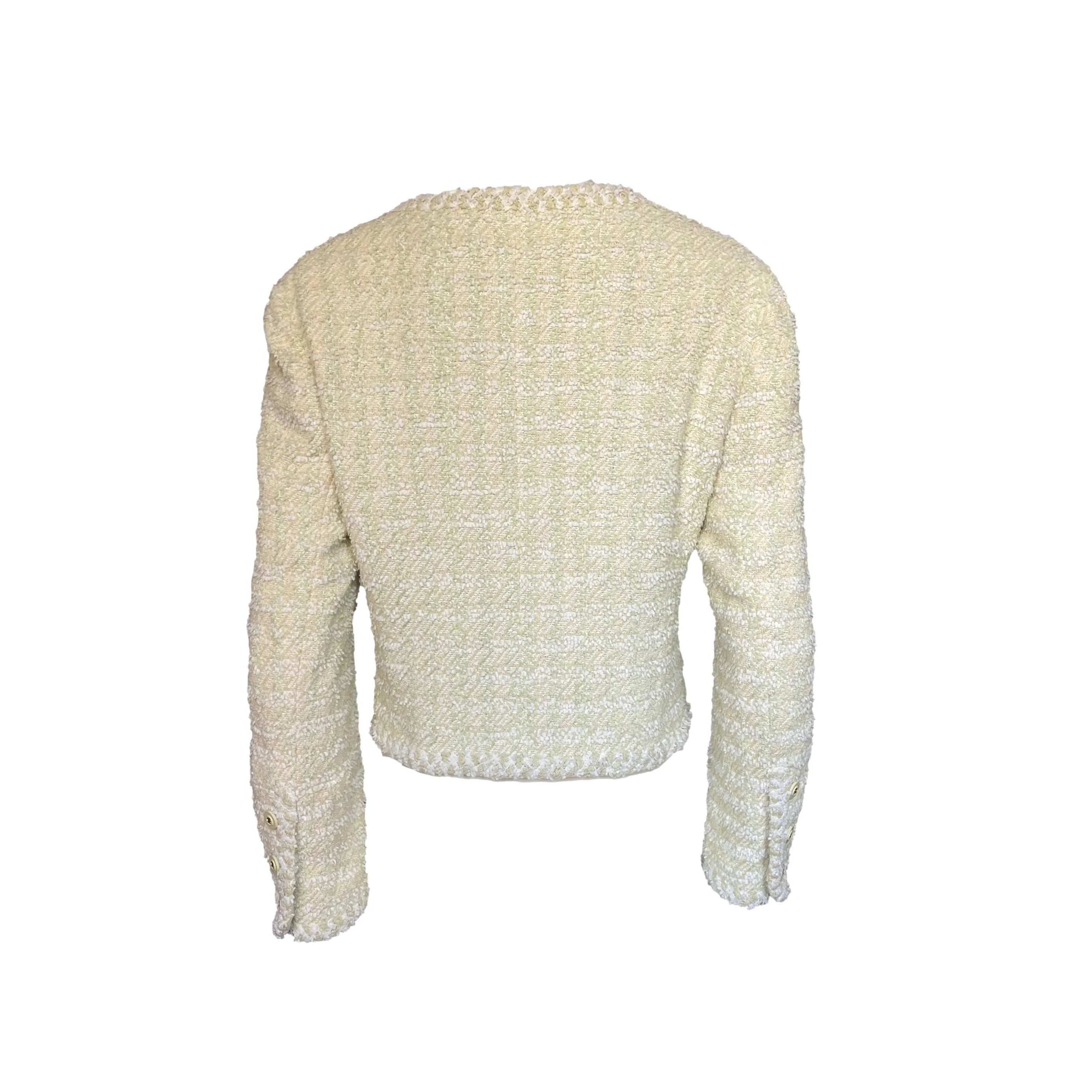 Chanel Lime Green Tweed Cropped Blazer - Image 2