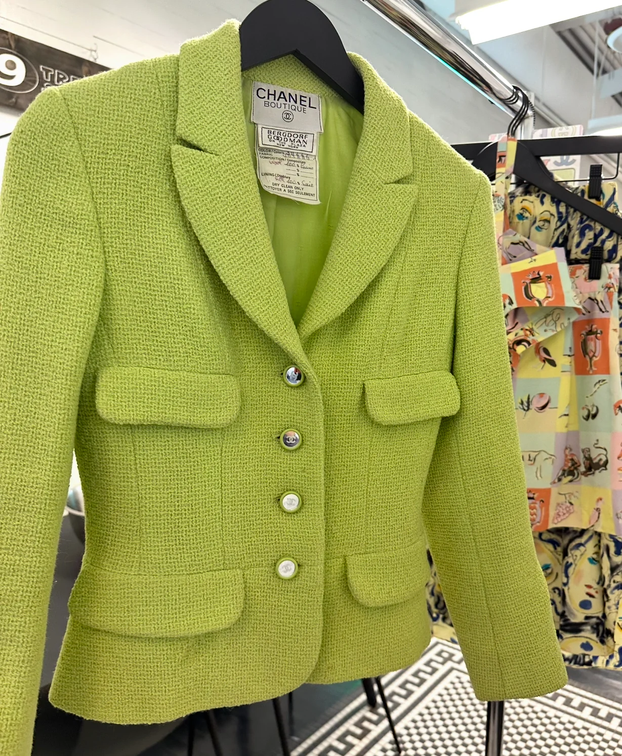 Chanel Lime Green Tweed Jacket