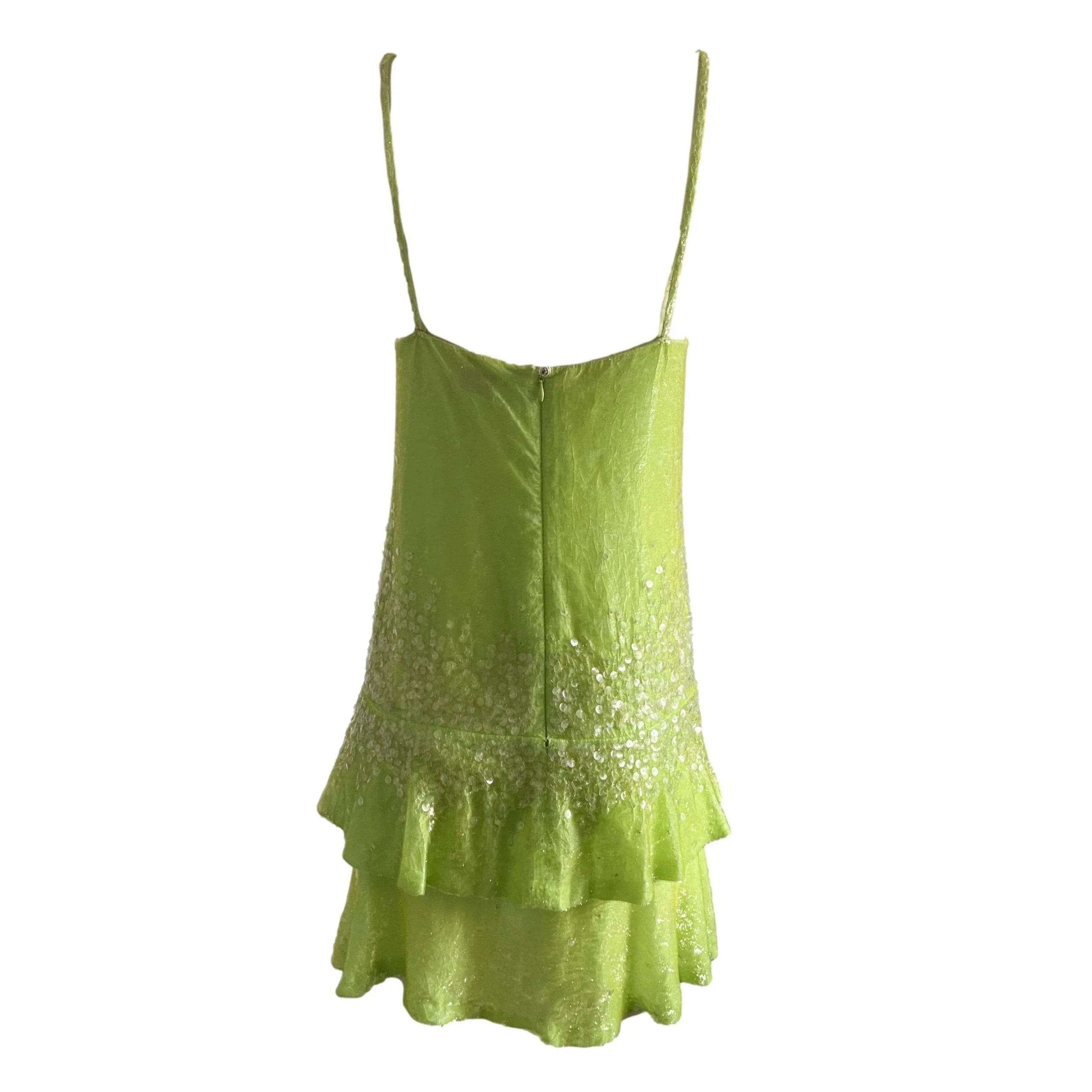 Chanel Lime Green Velour Sequin Dress - Image 2