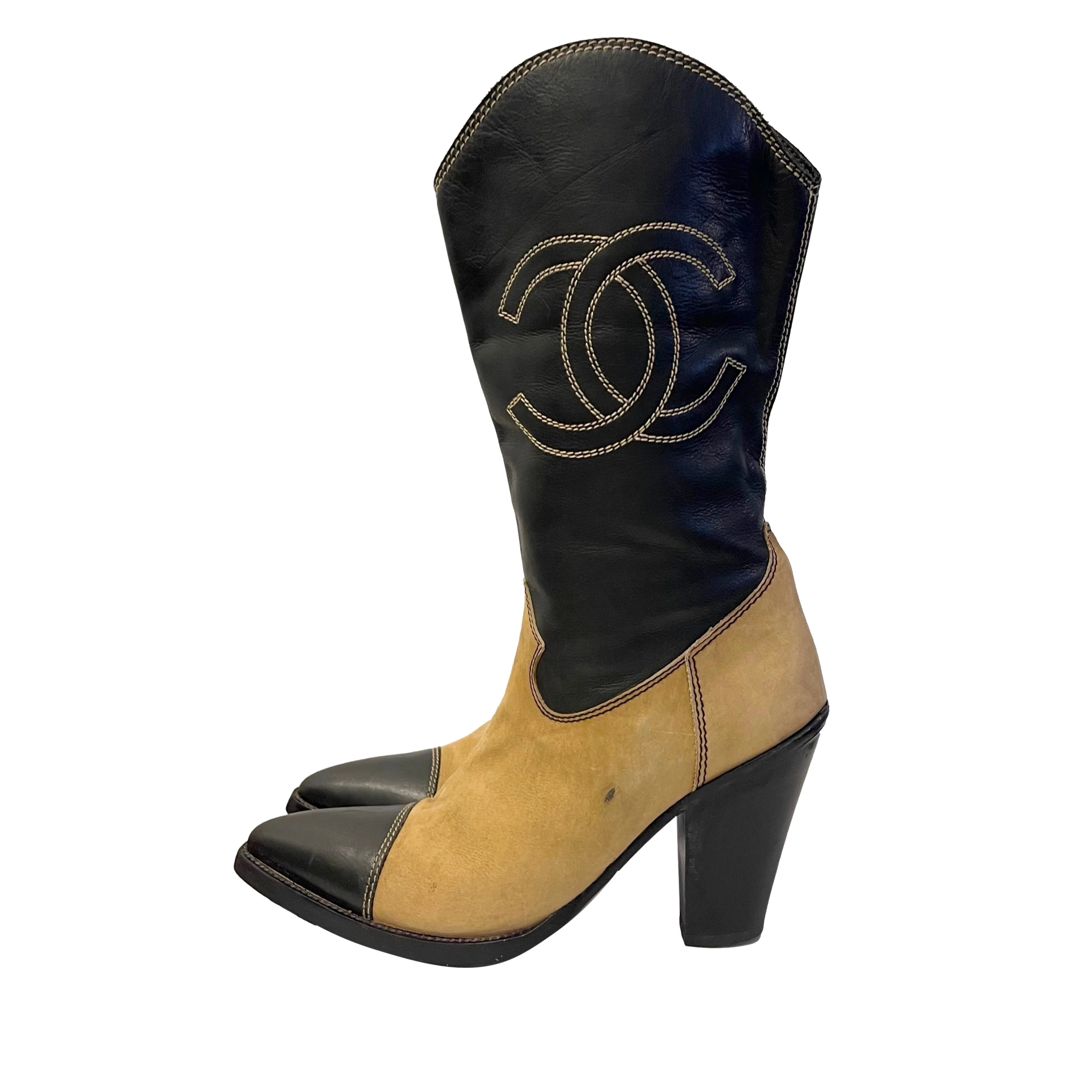Chanel Logo Cowboy Boots - Image 3