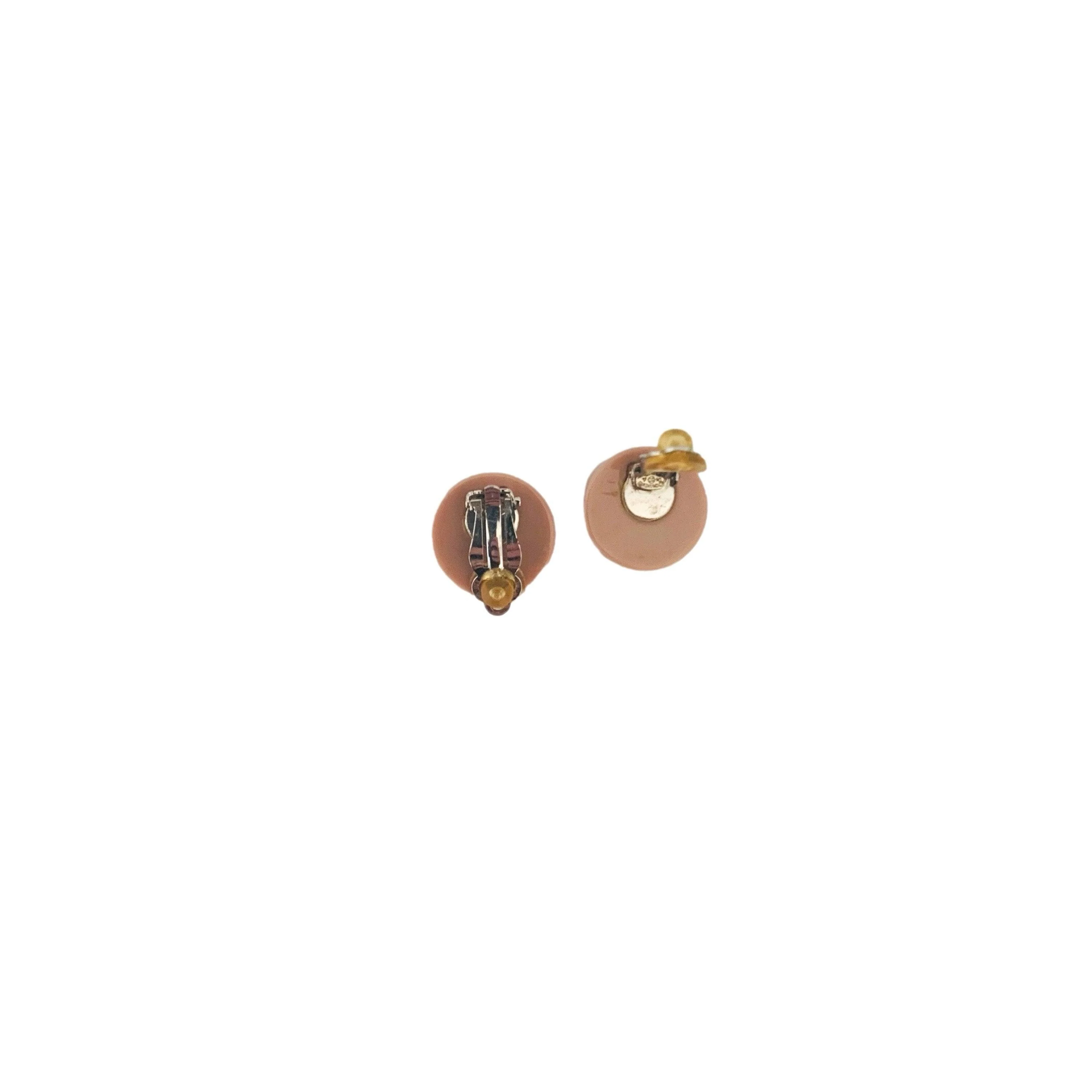 Chanel Mauve Rhinestone Heart Logo Clip On Earrings - Image 2