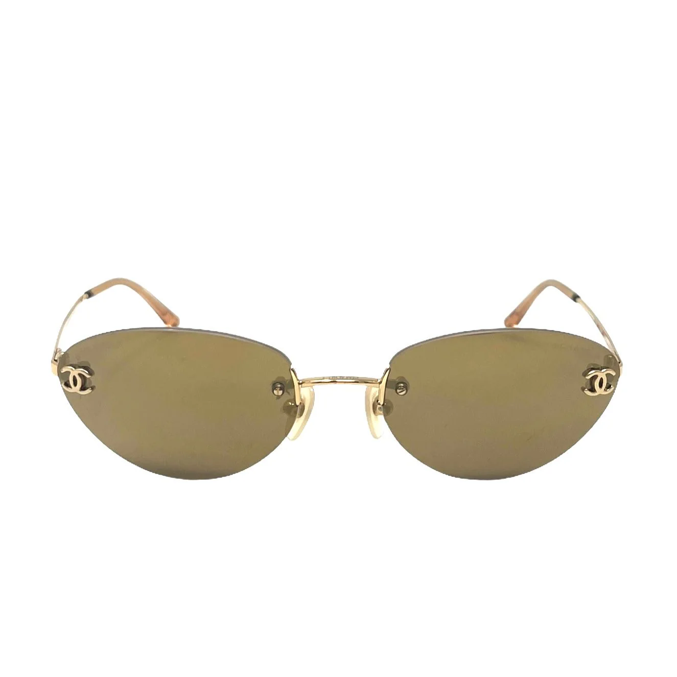 Chanel Mini Amber + Gold Logo Sunglasses - Image 2