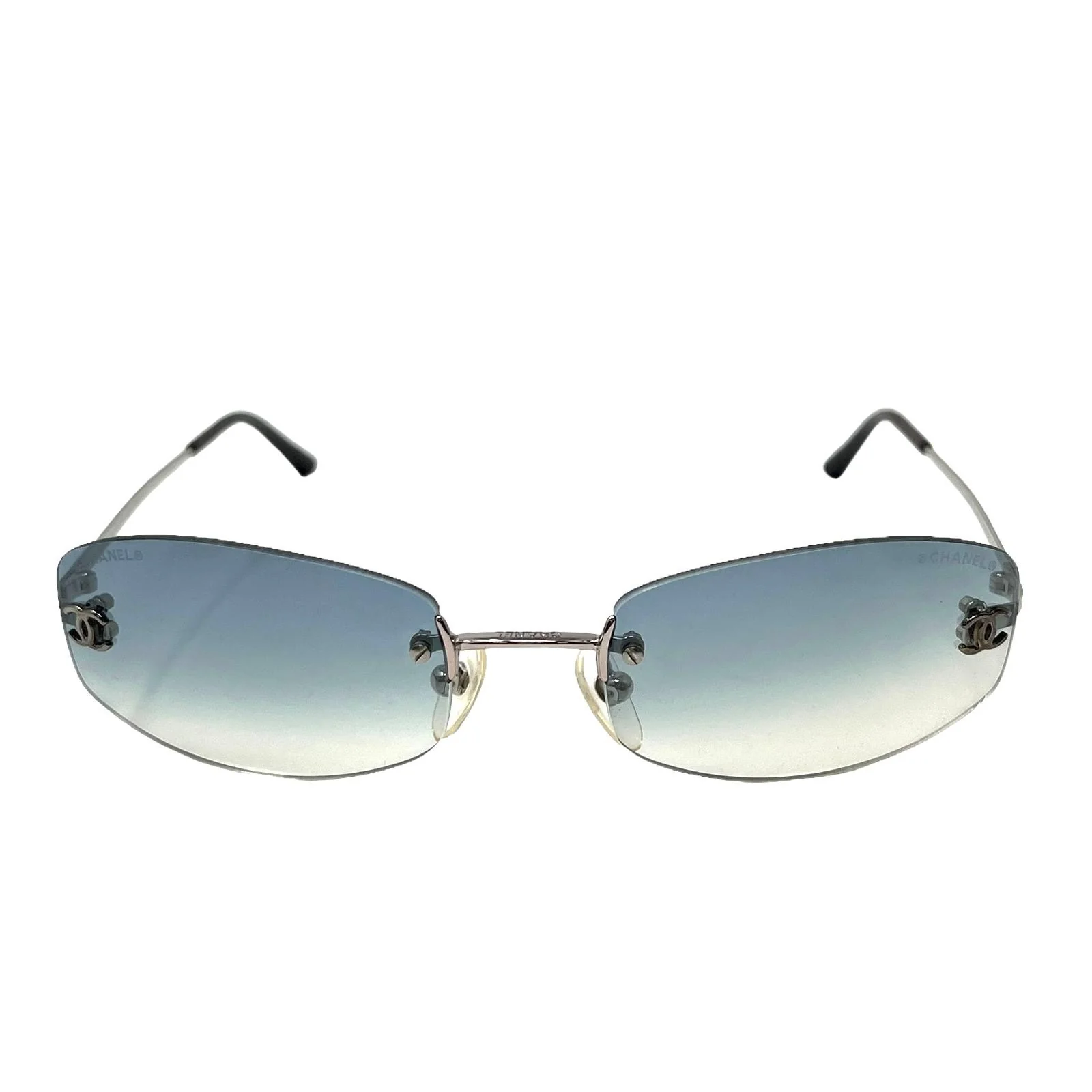 Chanel Mini Baby Blue Ombre Logo Sunglasses - Image 2