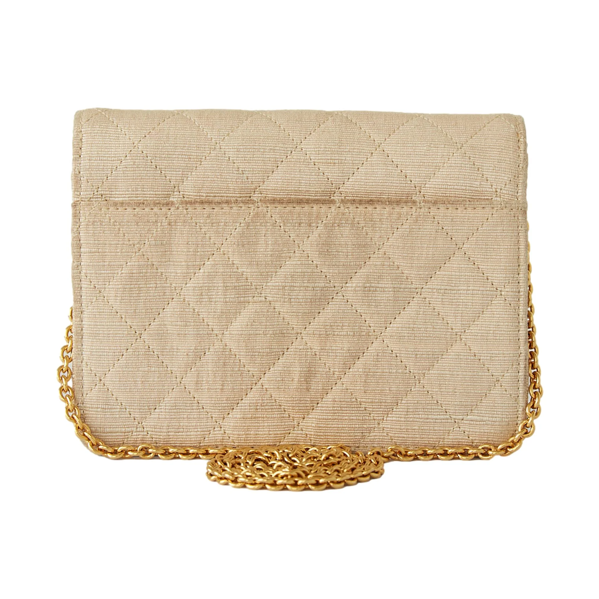 Chanel Mini Beige Canvas Flap Bag - Image 2