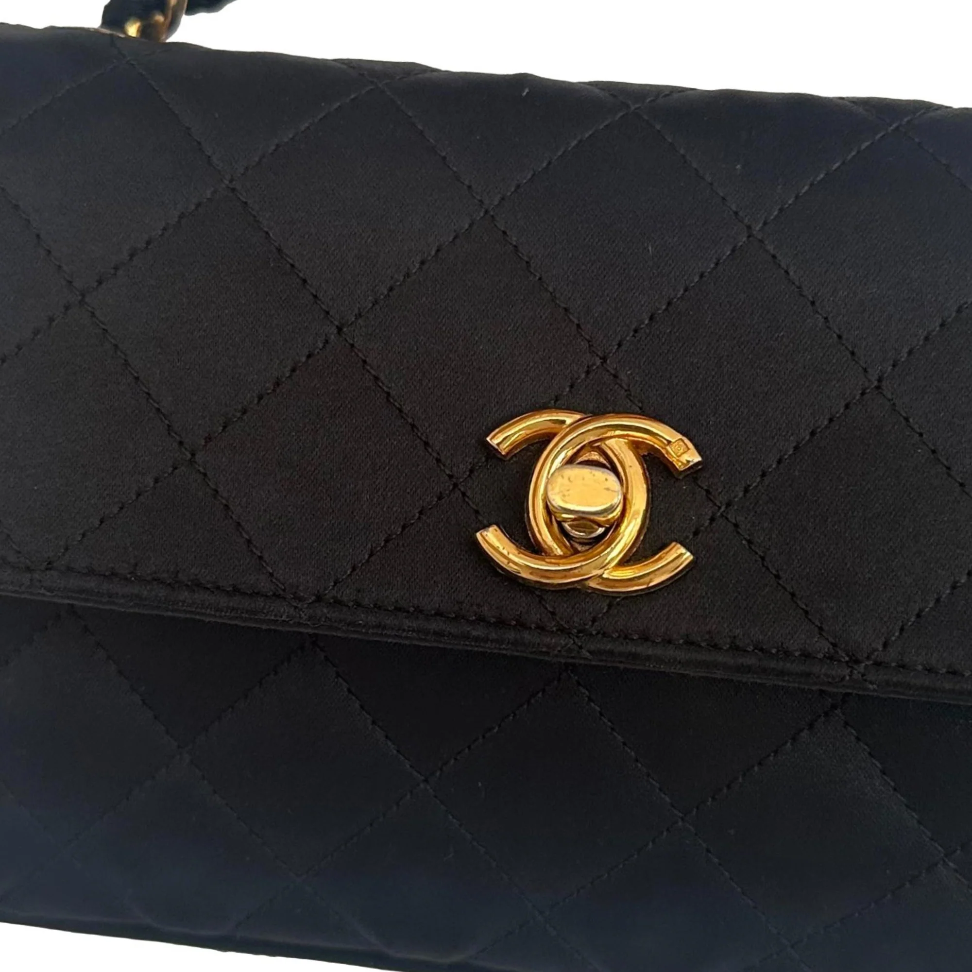 Chanel Mini Black Satin Flap Bag - Image 4