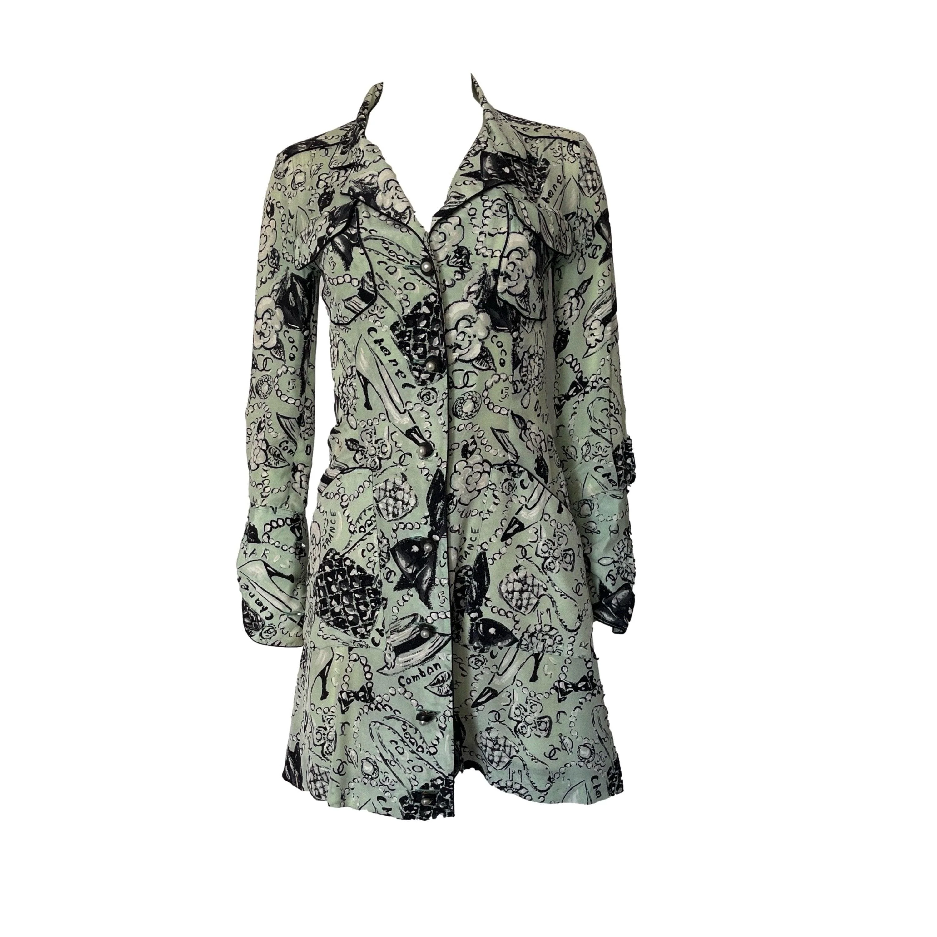 Chanel Mint Print Logo Dress