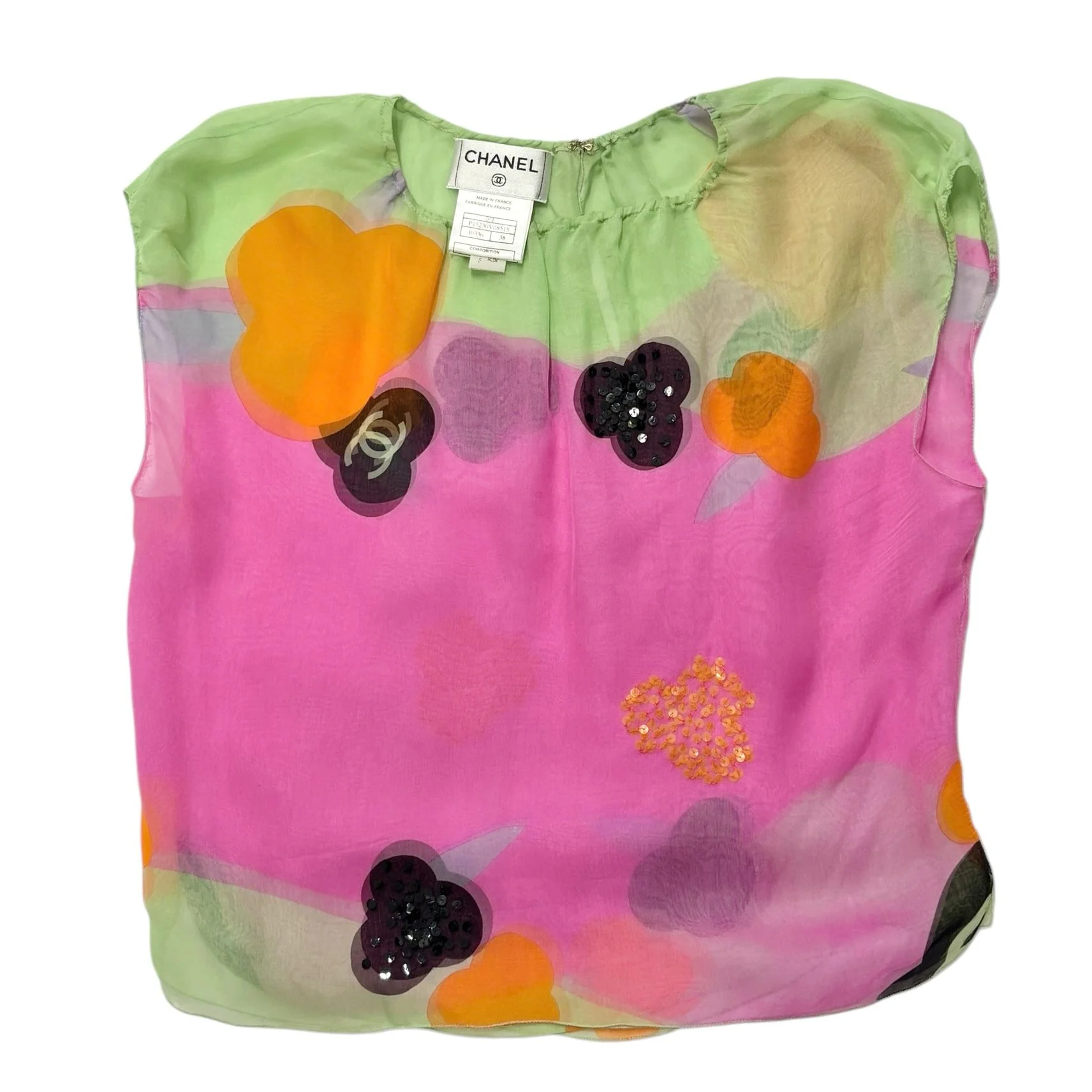 Chanel Multicolor Sequin Floral Tank