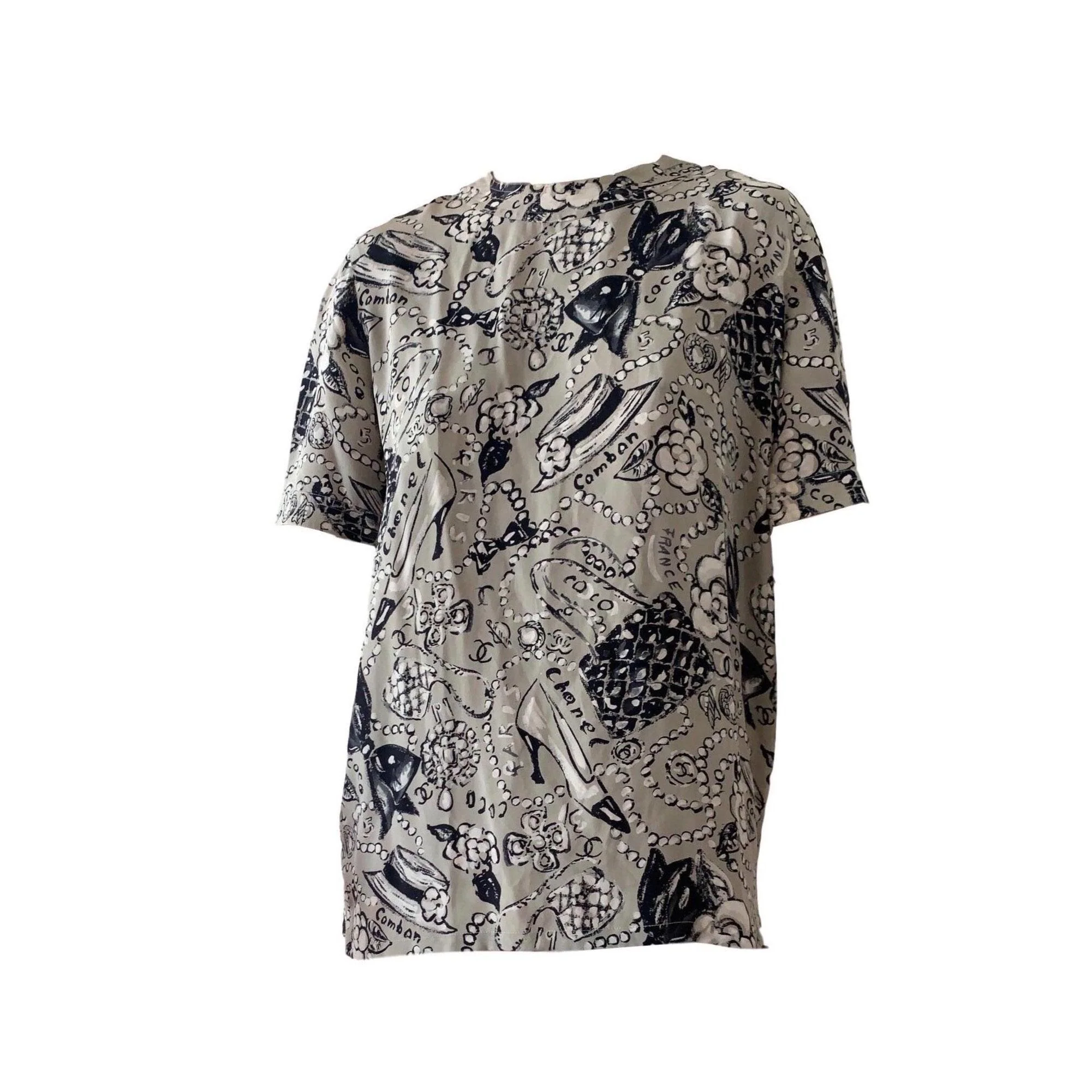 Chanel Multicolor Pearl Silk Shirt