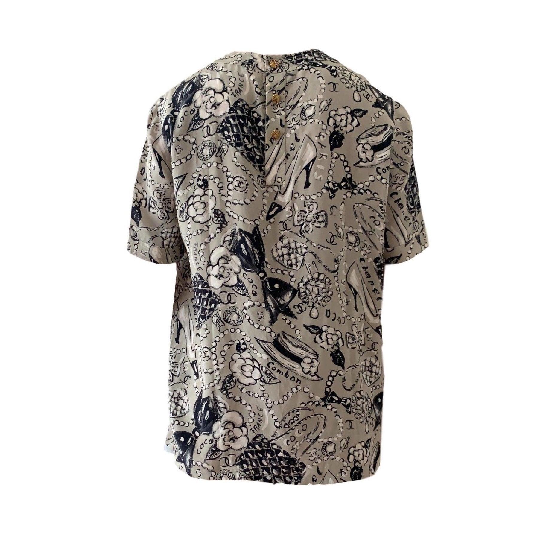 Chanel Multicolor Pearl Silk Shirt - Image 2